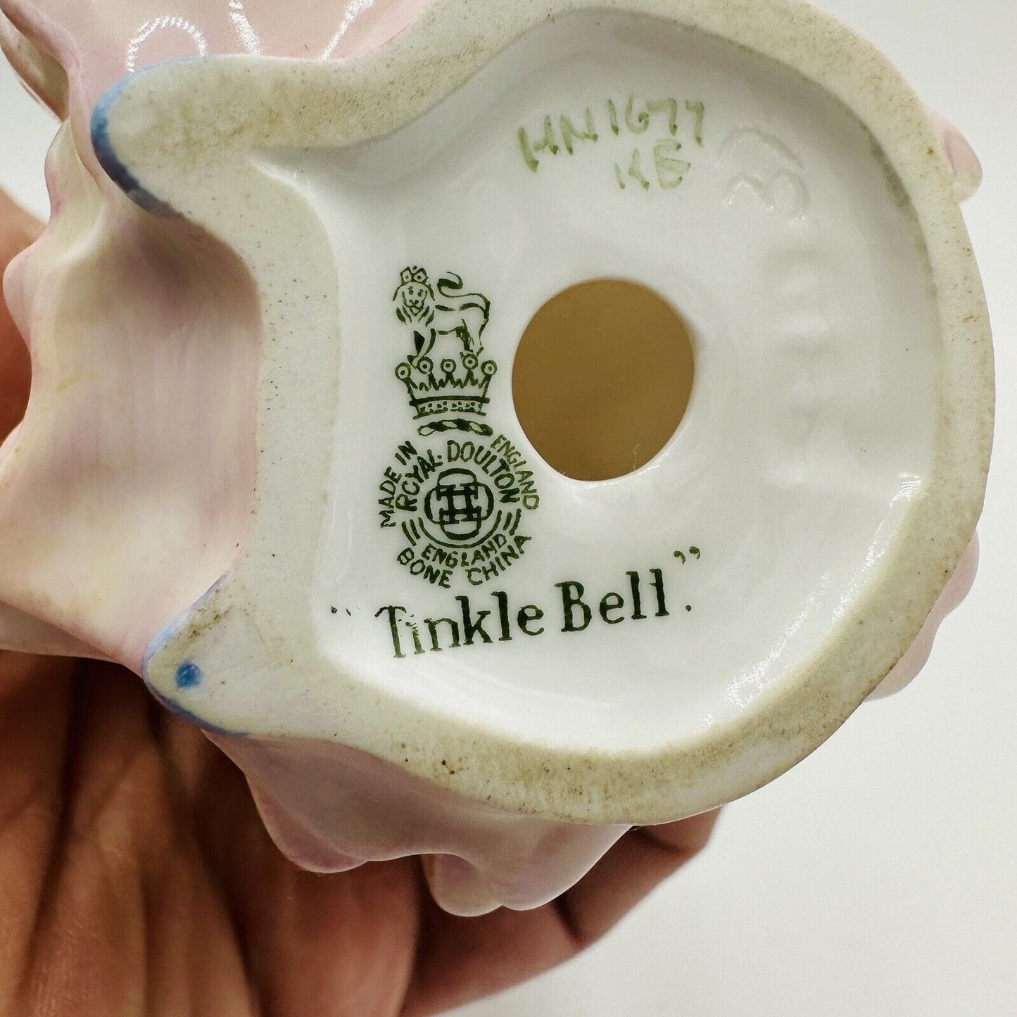 Royal Doulton Figurine Tinkle Bell HN 1677 Porcelain England Pink Girl Basket