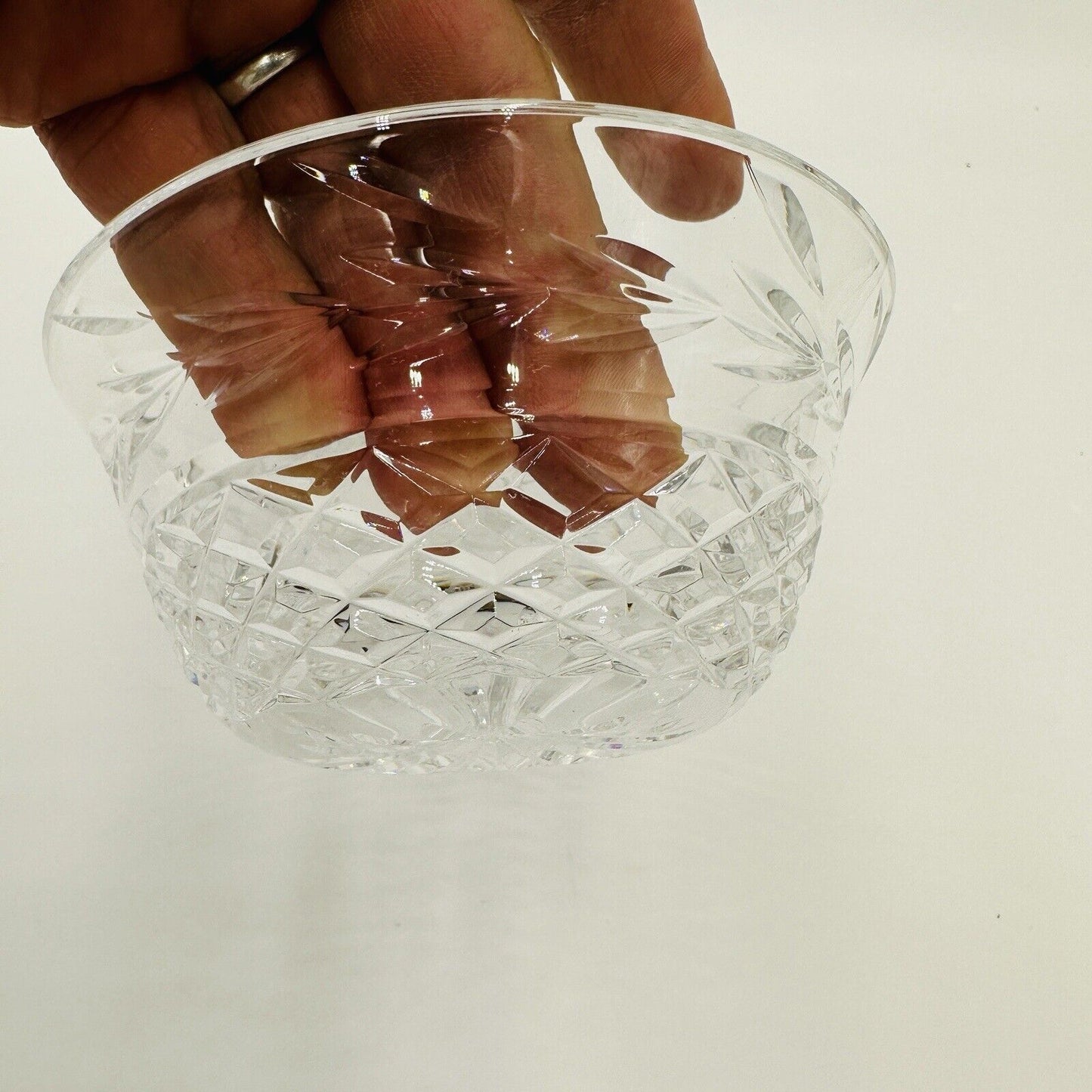 Waterford Crystal Glandore Round Finger Bowl Laurel Leaves Cut Glass 5 in Decor