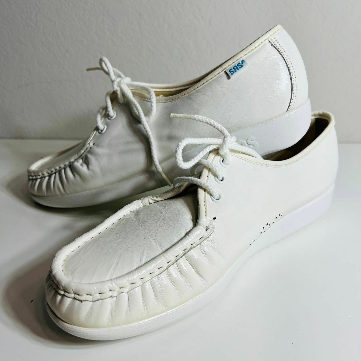 SAS Women's Shoes Walking Comfort Lace Up Size 11 M Soft Ecru / Leather White