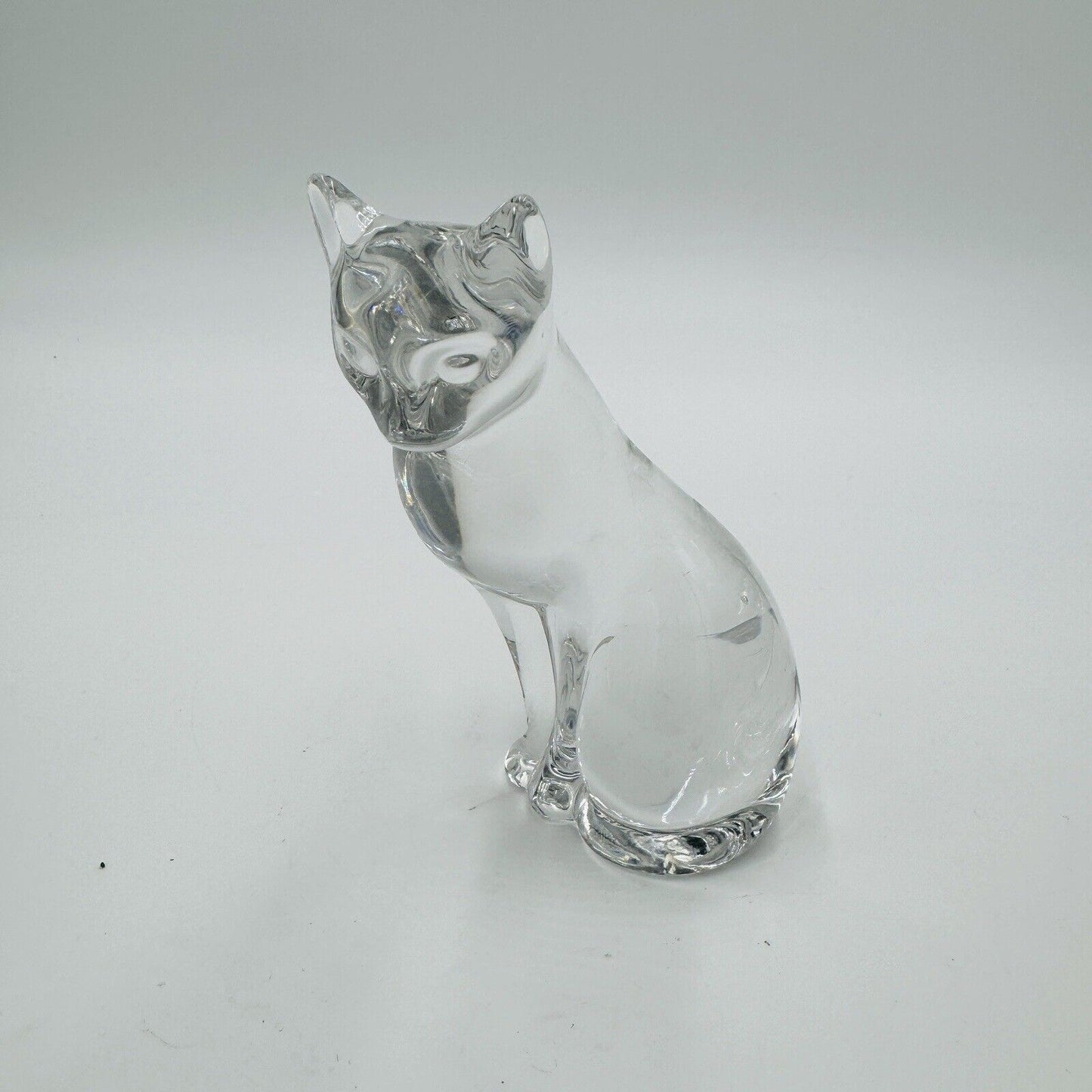 vintage Lenox 1993 Art glass sitting cat figurine Clear 4.5”