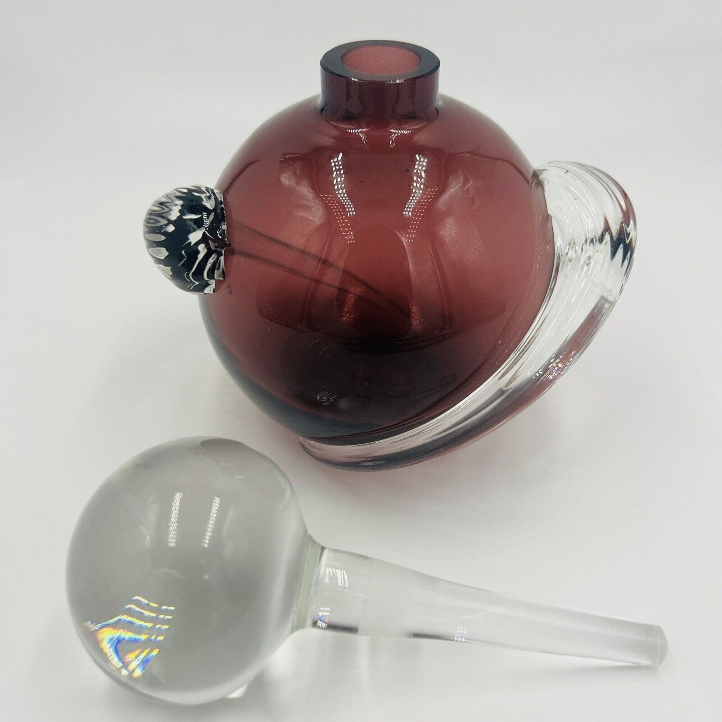 Glass Act Studio Vanity Bottle Purple Twisted Lid Stopper Home Decor Perfume