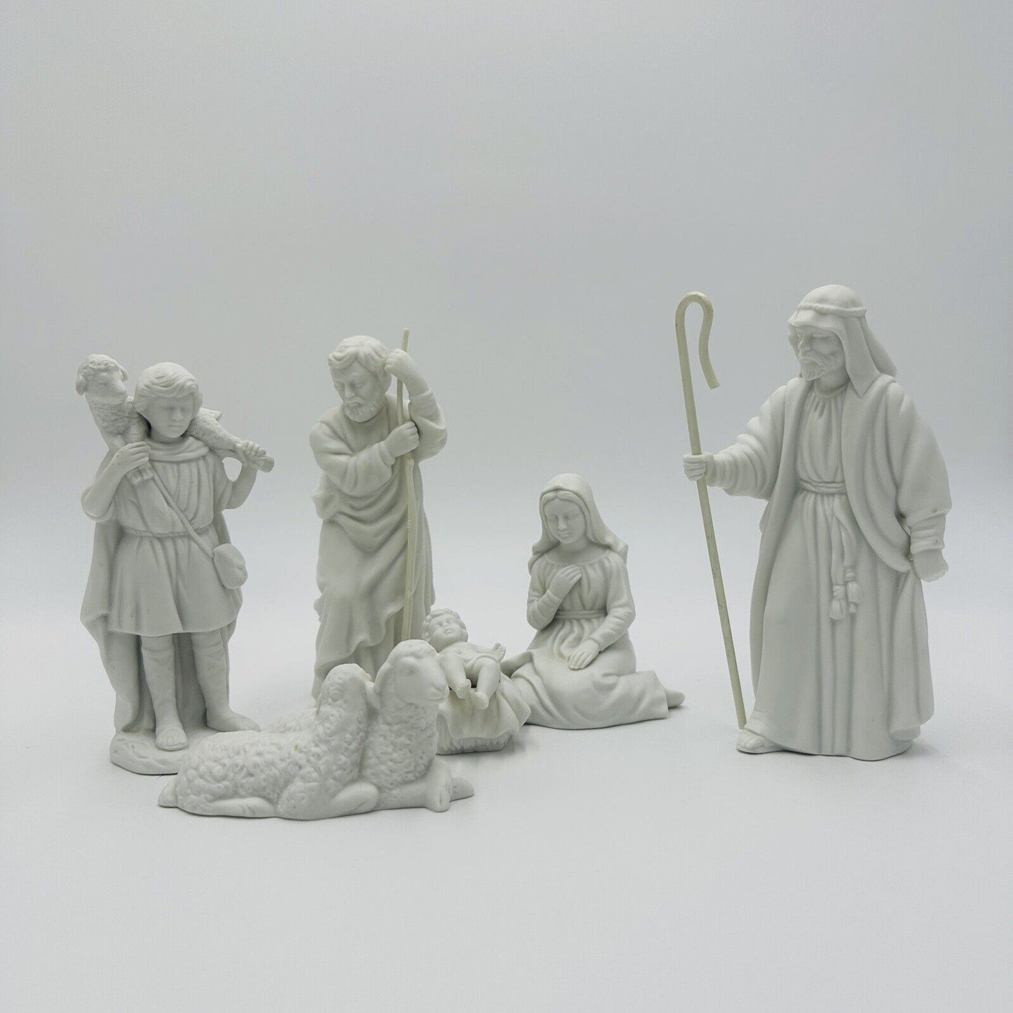 Avon Nativity Scene Porcelain 6 Figurines 1983 Vintage White Bisque Christmas