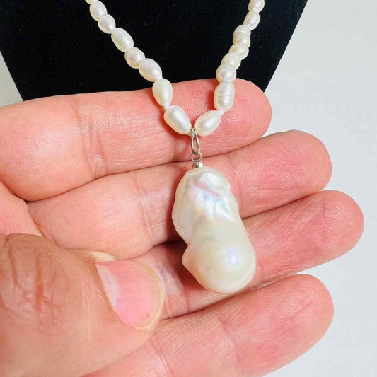 Baroque Pearl Pendant Freshwater Pearl Necklace Natural M&M 24" long Jewelry