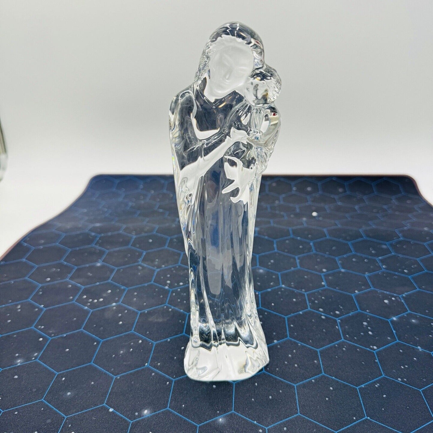 BACCARAT French Crystal Mother & Child Sculpture 9” Mary Baby Jesus