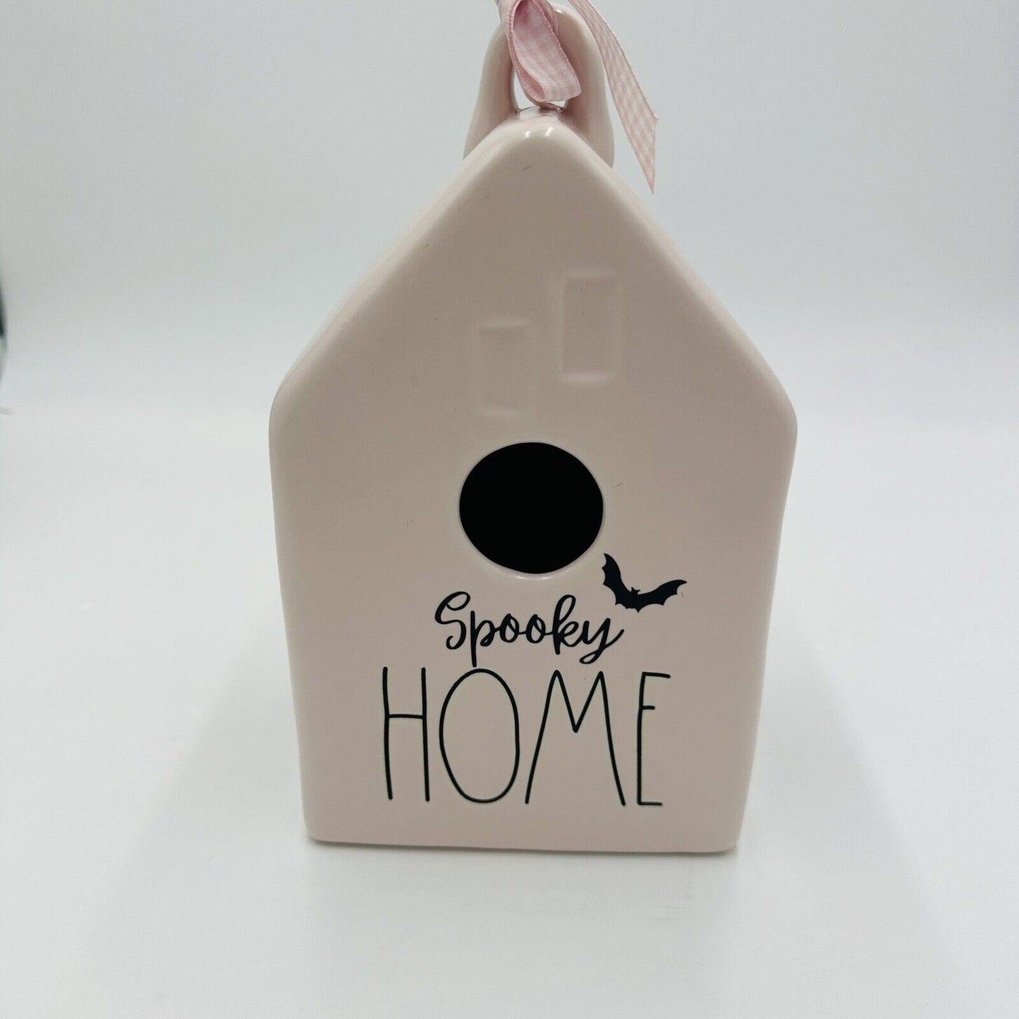 Rae Dunn Artisan Collection Pink Spooky Bird House Bat 8” Ceramic Halloween