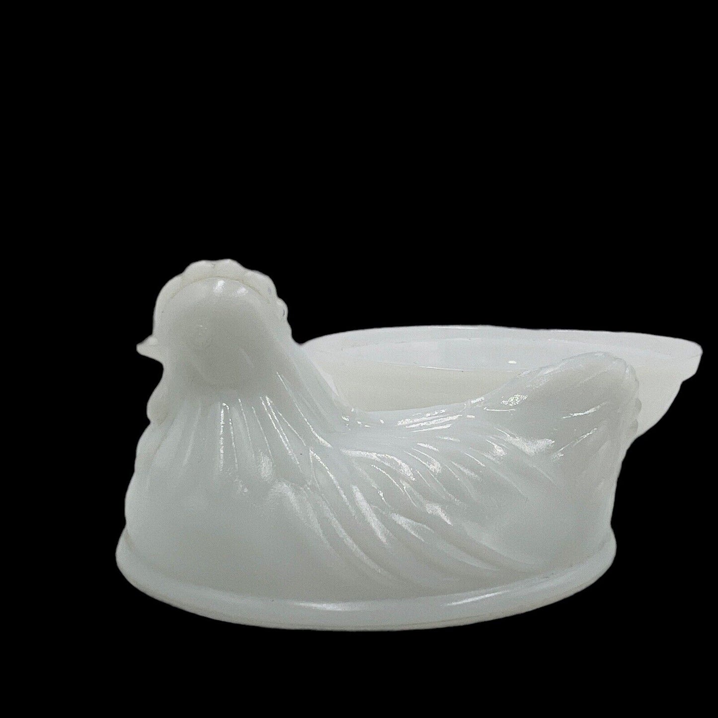 Hazel Atlas Chicken Hen White Milk Glass Nest Covered Dish Vintage Serveware