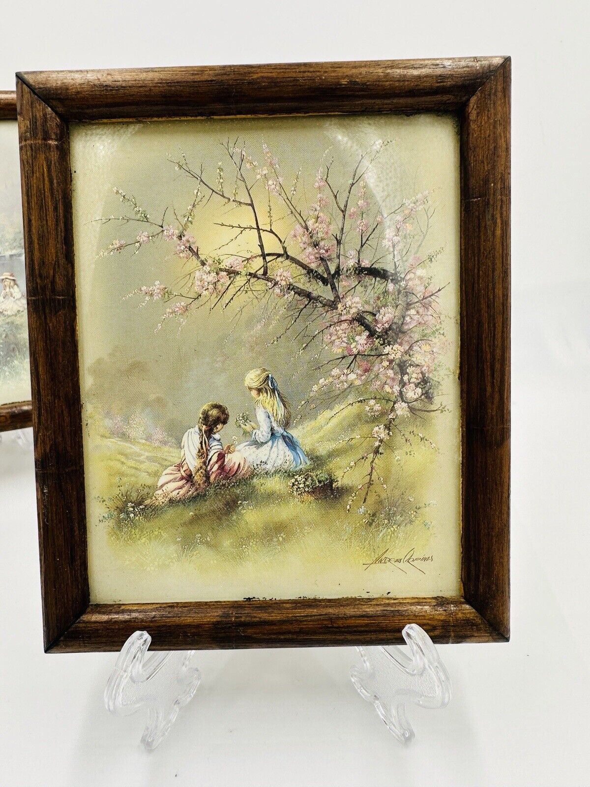 Andres Orpinas Sisters Prints Framed Vintage Miniature Wall Art Decor Artist