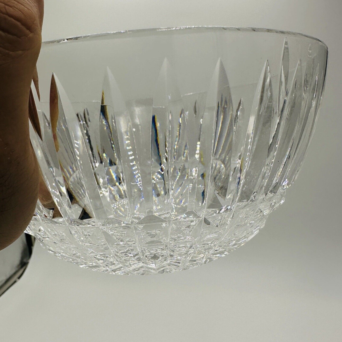 Waterford Serving Bowl Cut Crystal 8" Round Centerpiece Vertical Cuts Decor