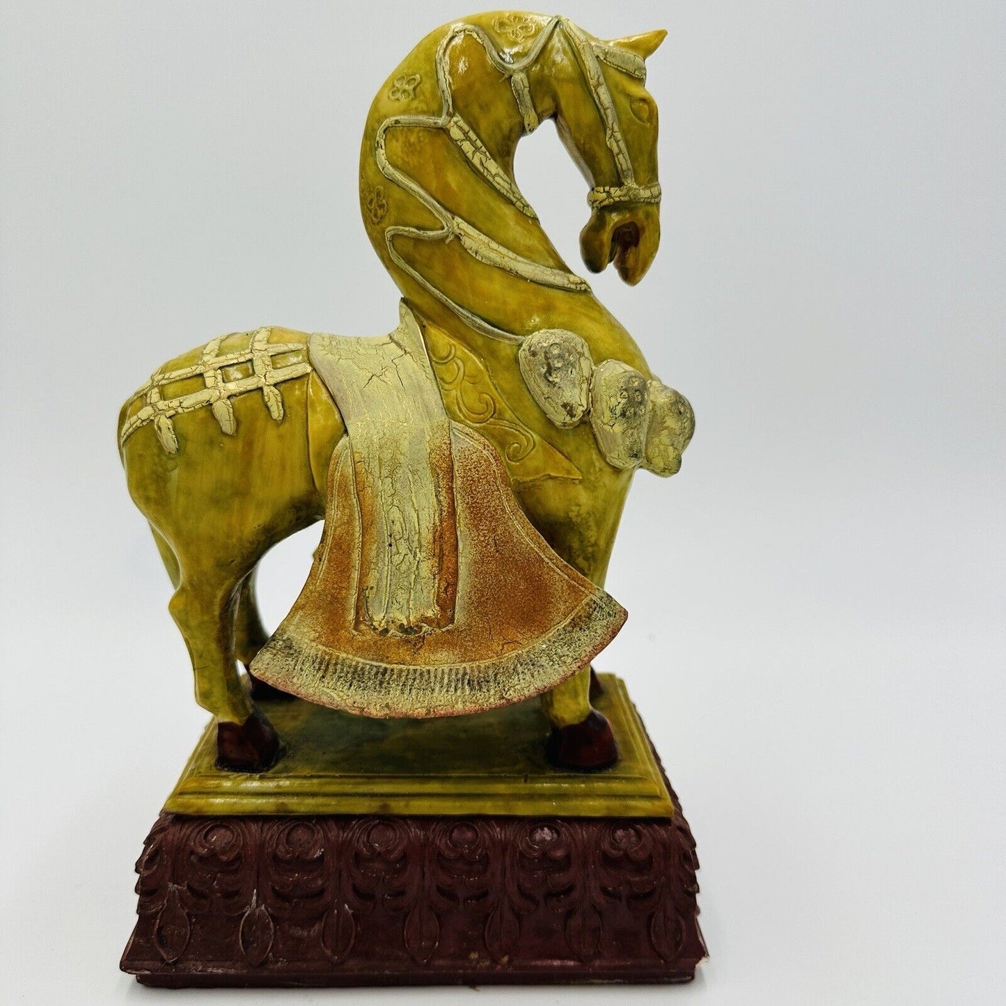 Chinese Horse Statute Tang Dynasty Sancai Style  Tri Color War Vintage