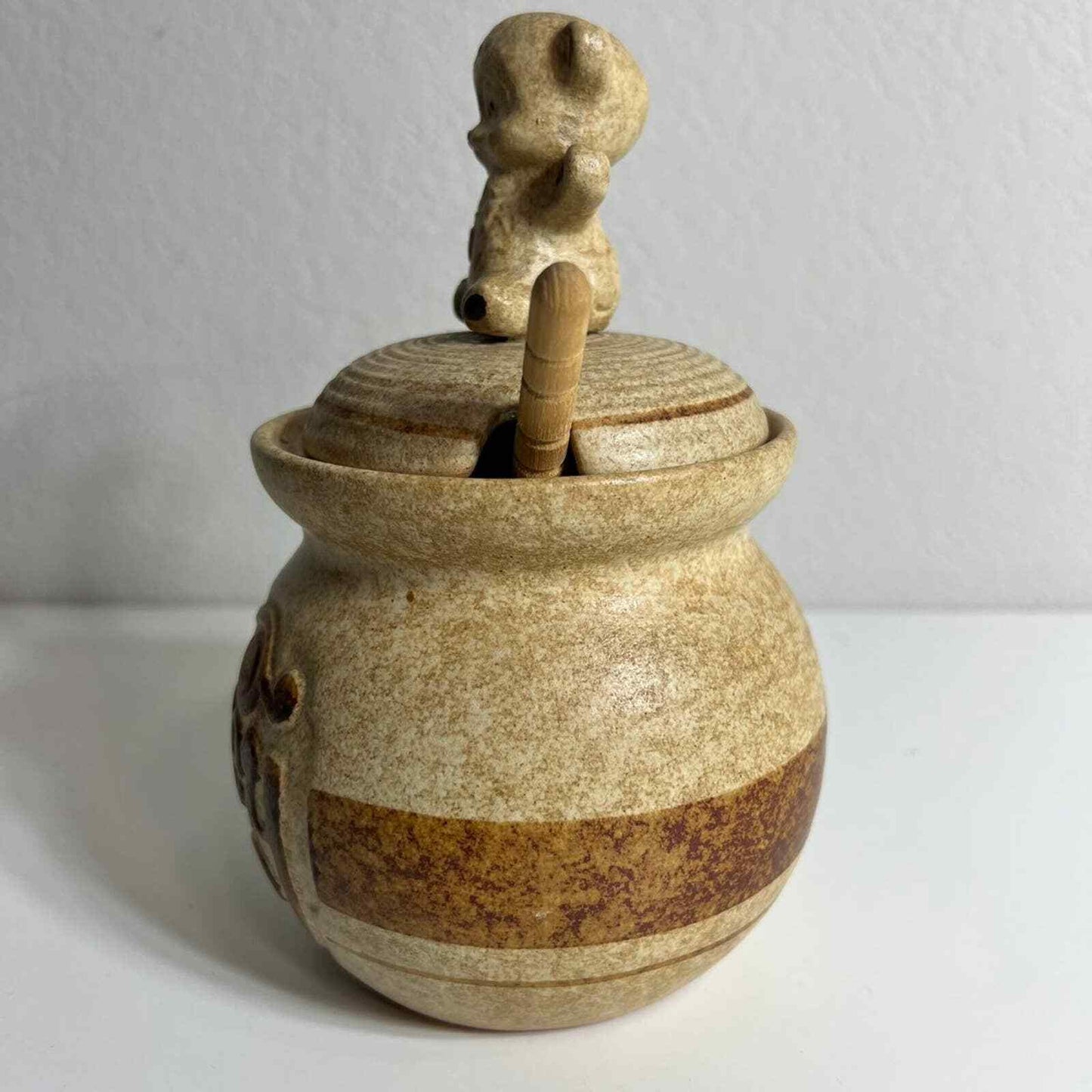 Storage Pottery Studio Craft Honey Jar With Bear Serveware Kitchen
