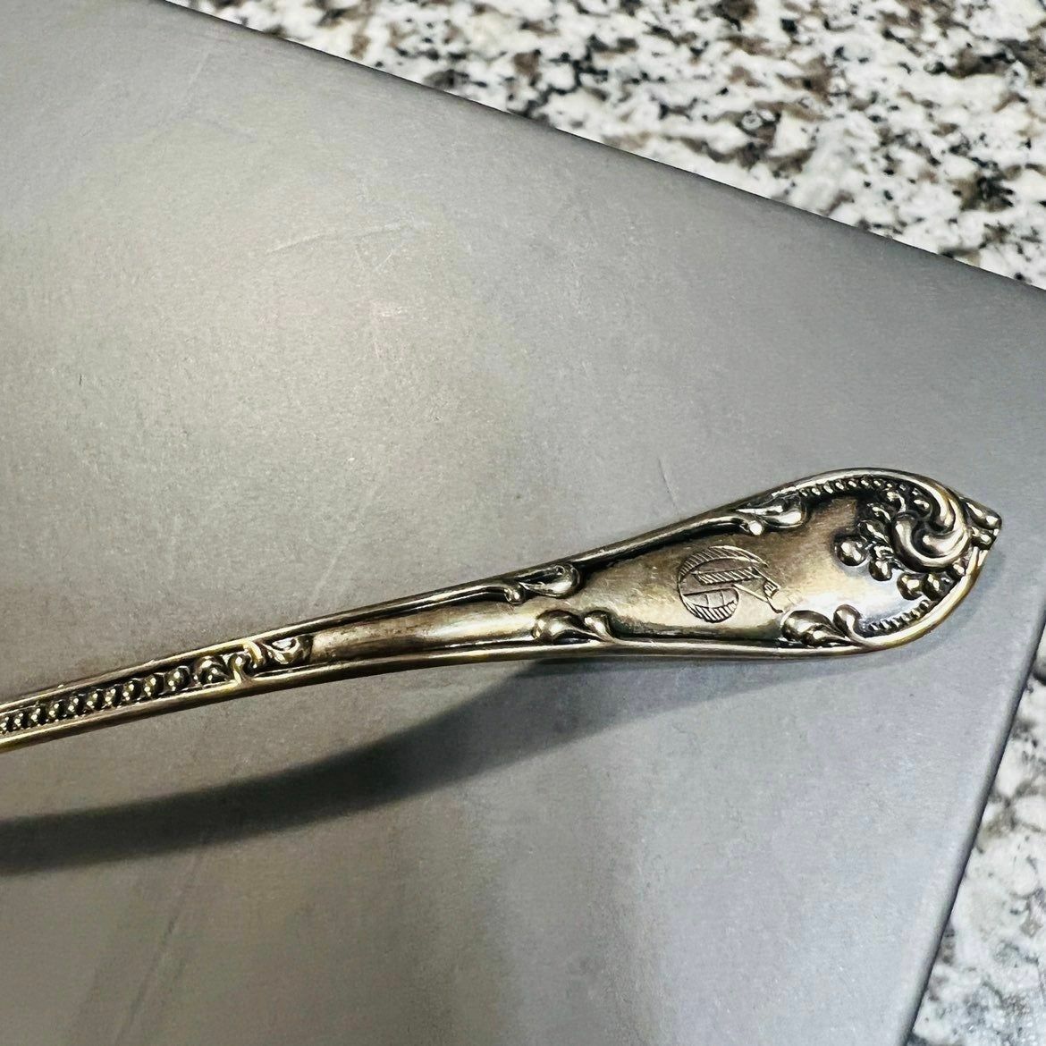 Towle Ladle Spoon Sterling Silver Rustic Pattern Sauce Gold Wash Monogram 5 1/8