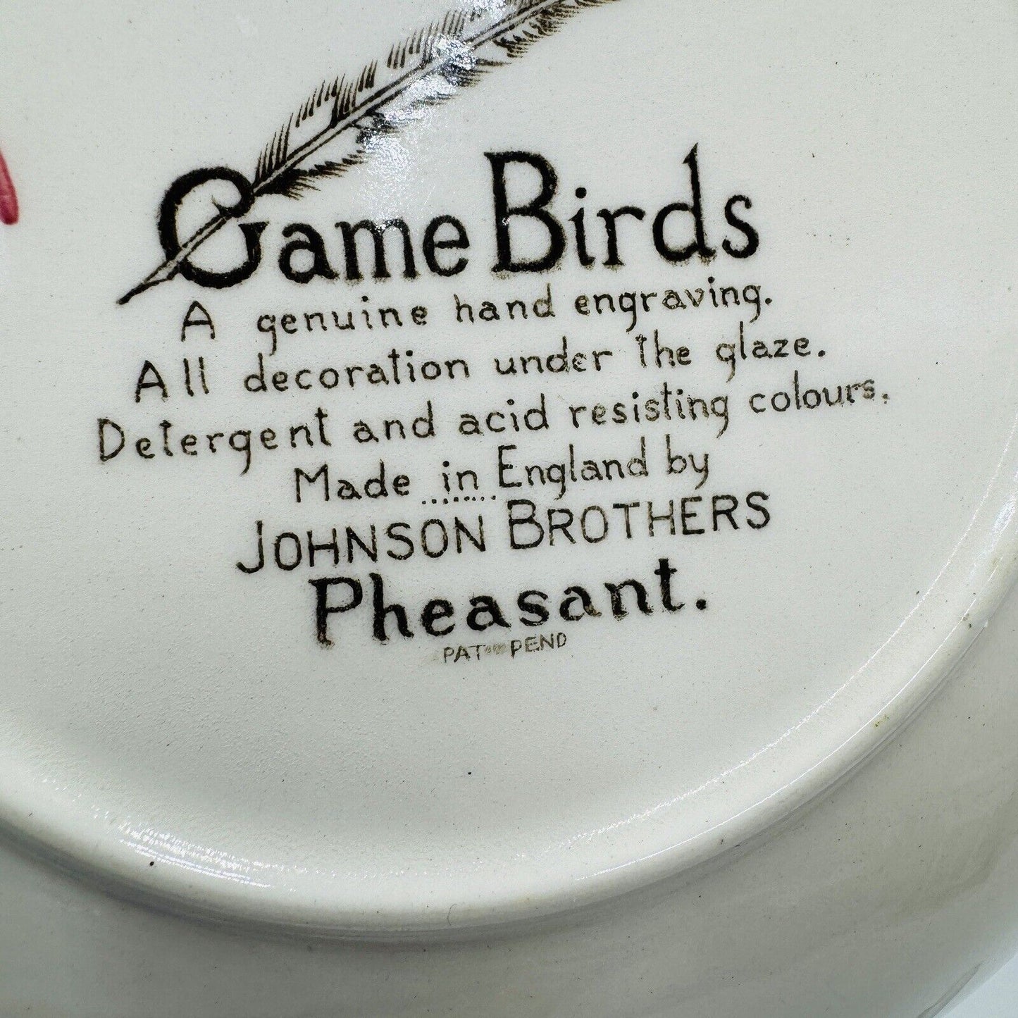 JOHNSON BROTHERS GAME BIRDS Vegetable Bowl  9.5" x 8.625" Pheasant Vintage