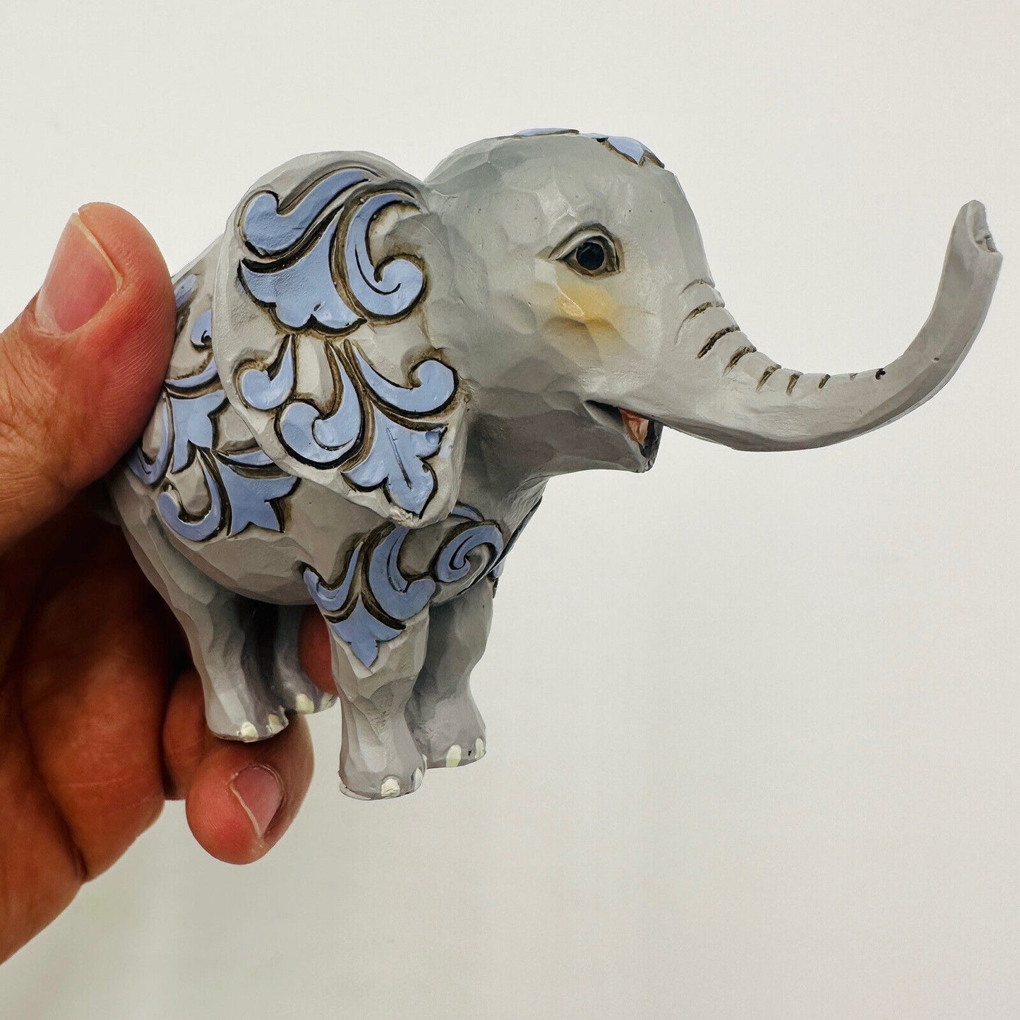 Jim Shore Elephant Figurine Quilted Design Enesco Heartwood Creek Gray Decor