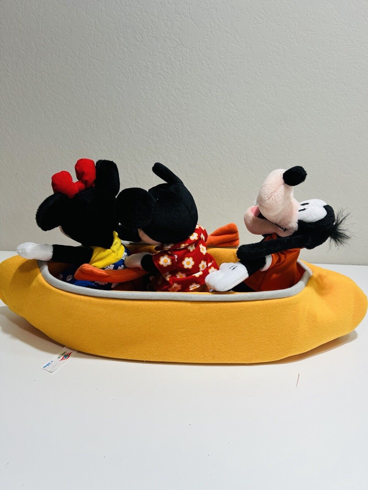Disney Cruise Line Plush Yellow Boat Set Minnie Mickey & Goofy Vintage Rare