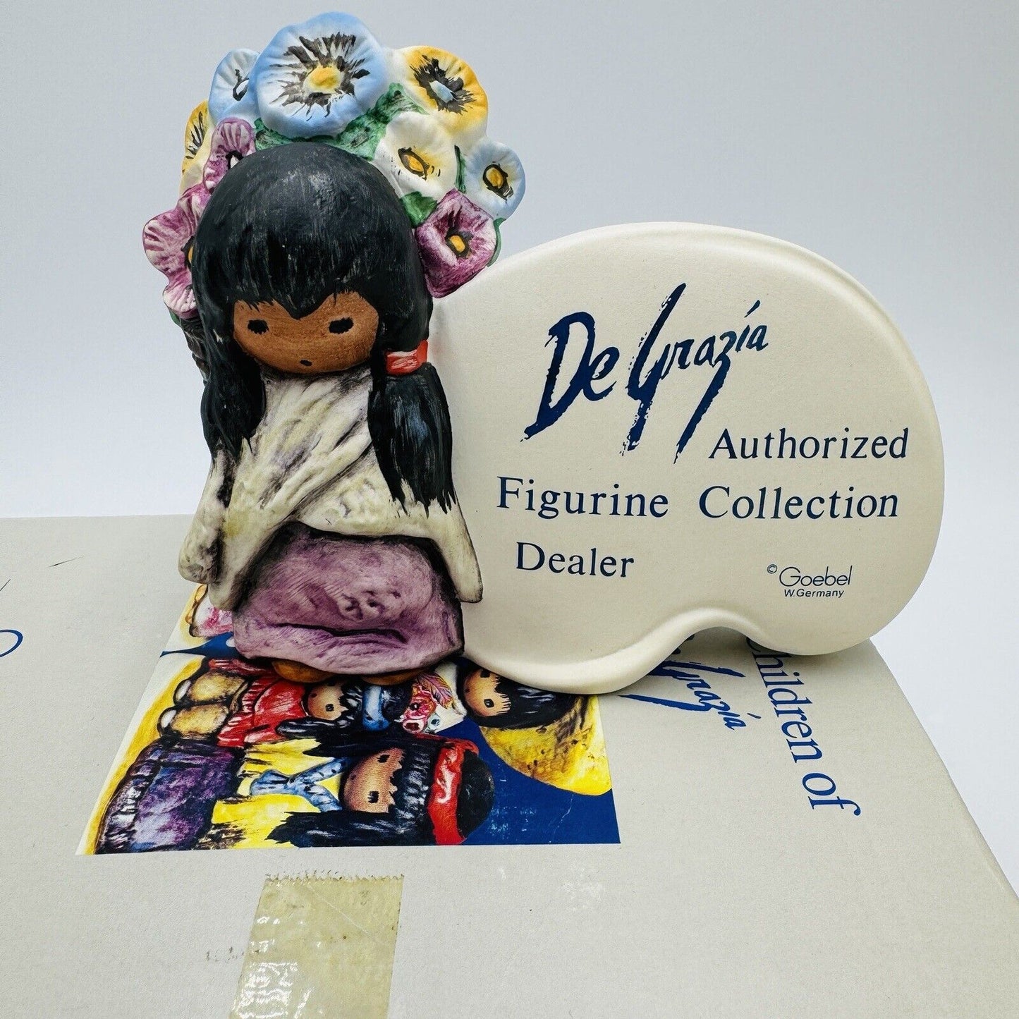 Goebel DeGrazia Signed Dealer Plaque Flower Girl Figurine w/ Box Painted