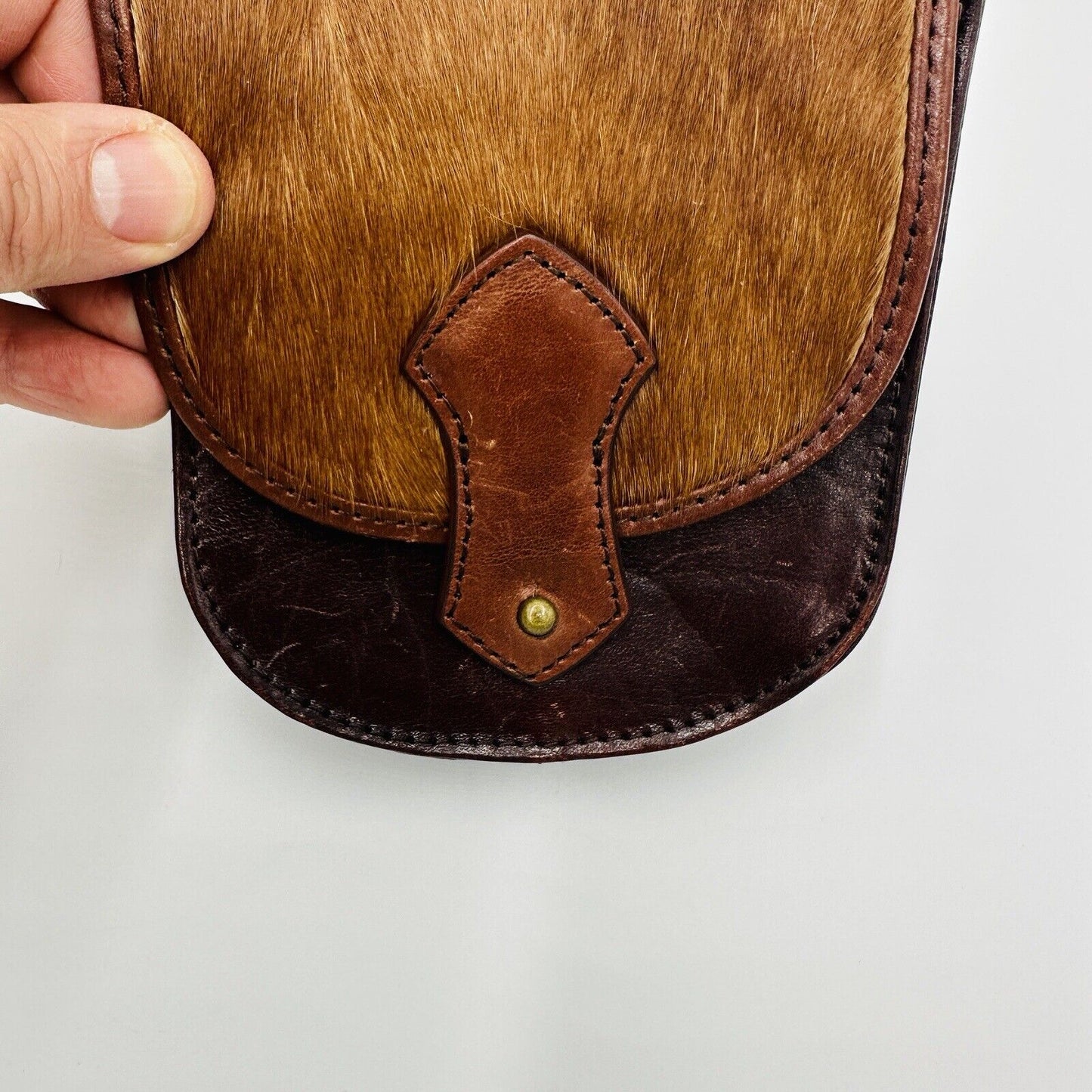 Club Monaco Leather with Calf Hair Crossbody Purse Unisex Small Bag