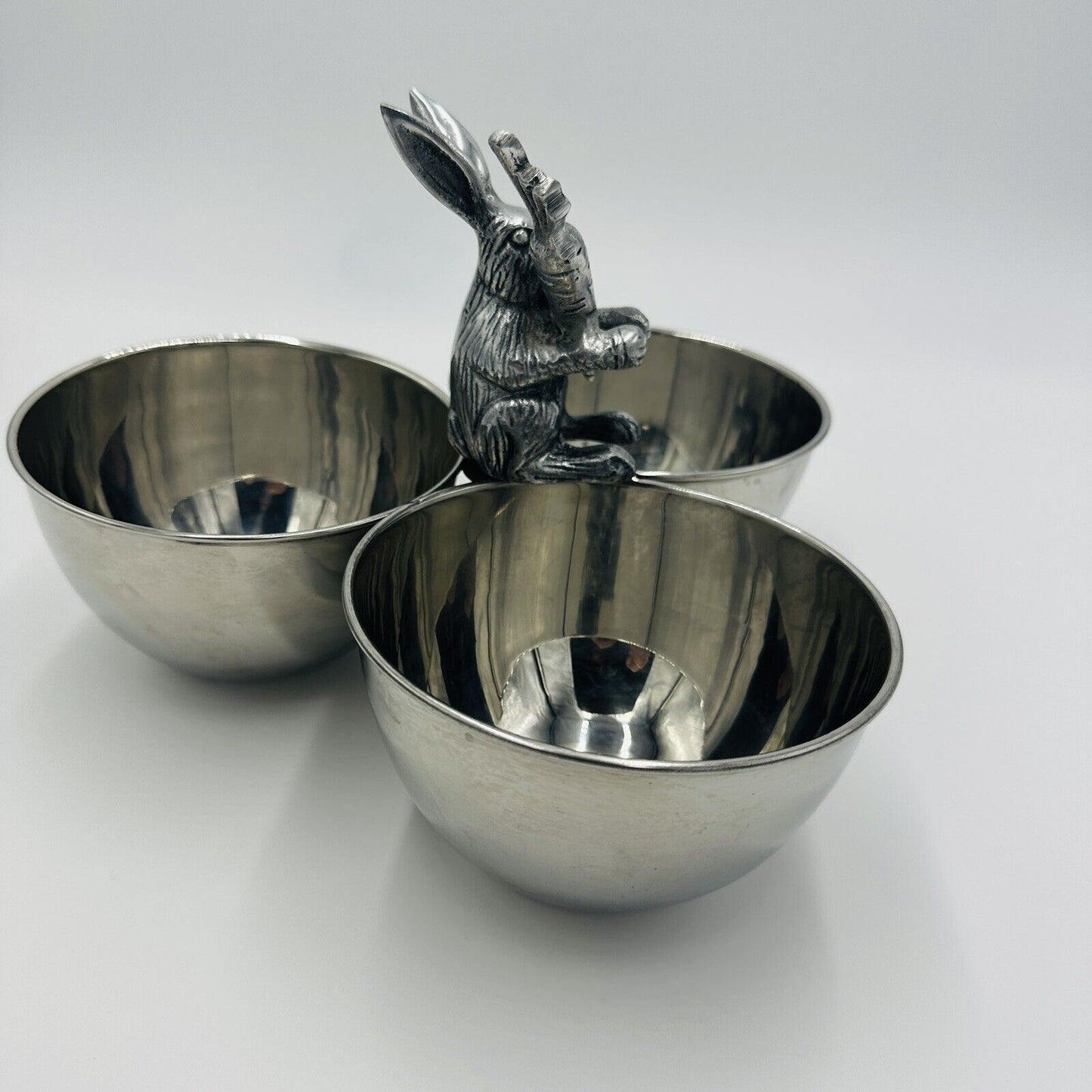 Nicole Miller Silver Easter Nut Bowls Candy Dish Platter Bunny Rabbit