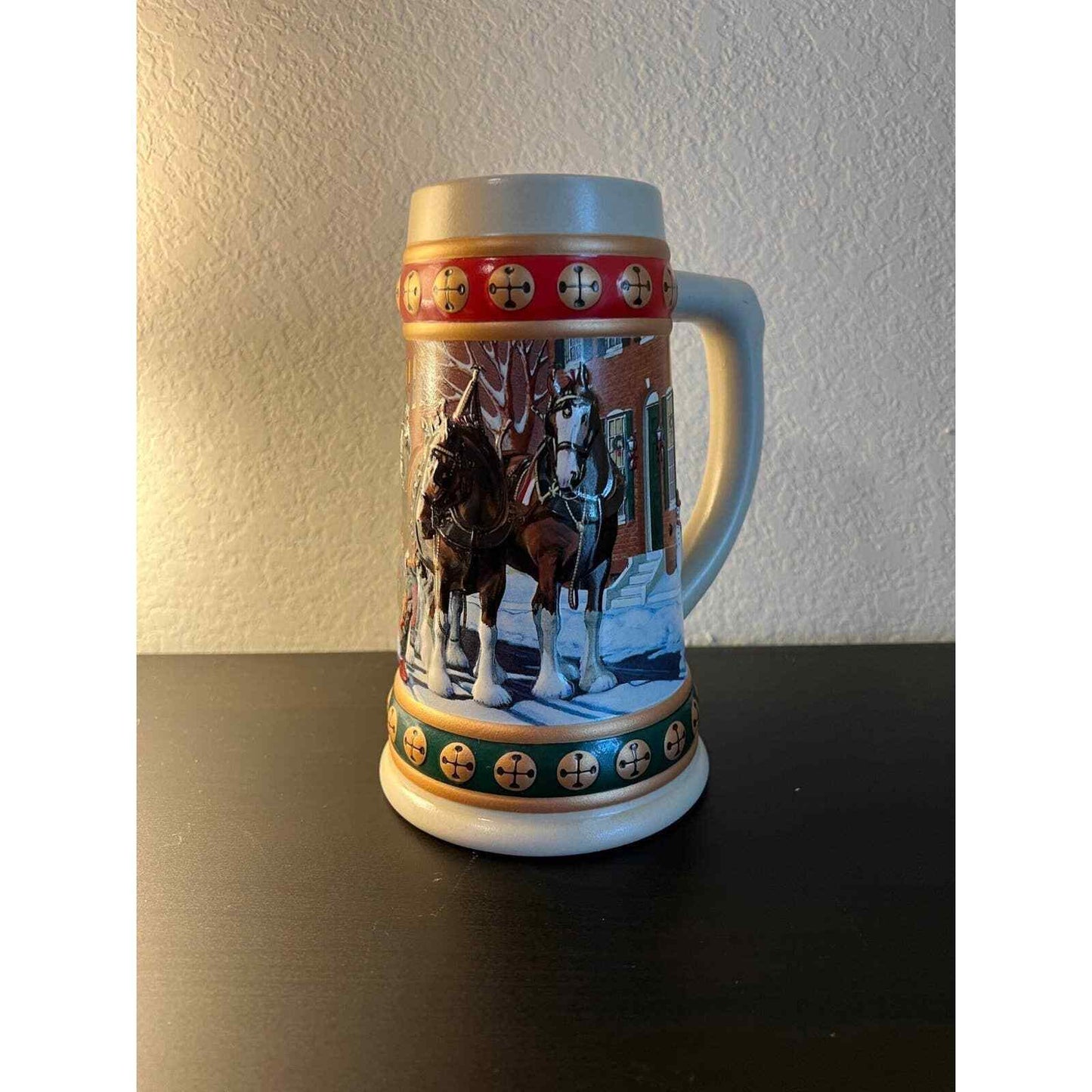 Anheuser Busch Budweiser Holiday Stein Mug Hometown Holiday Horse Clydesdales