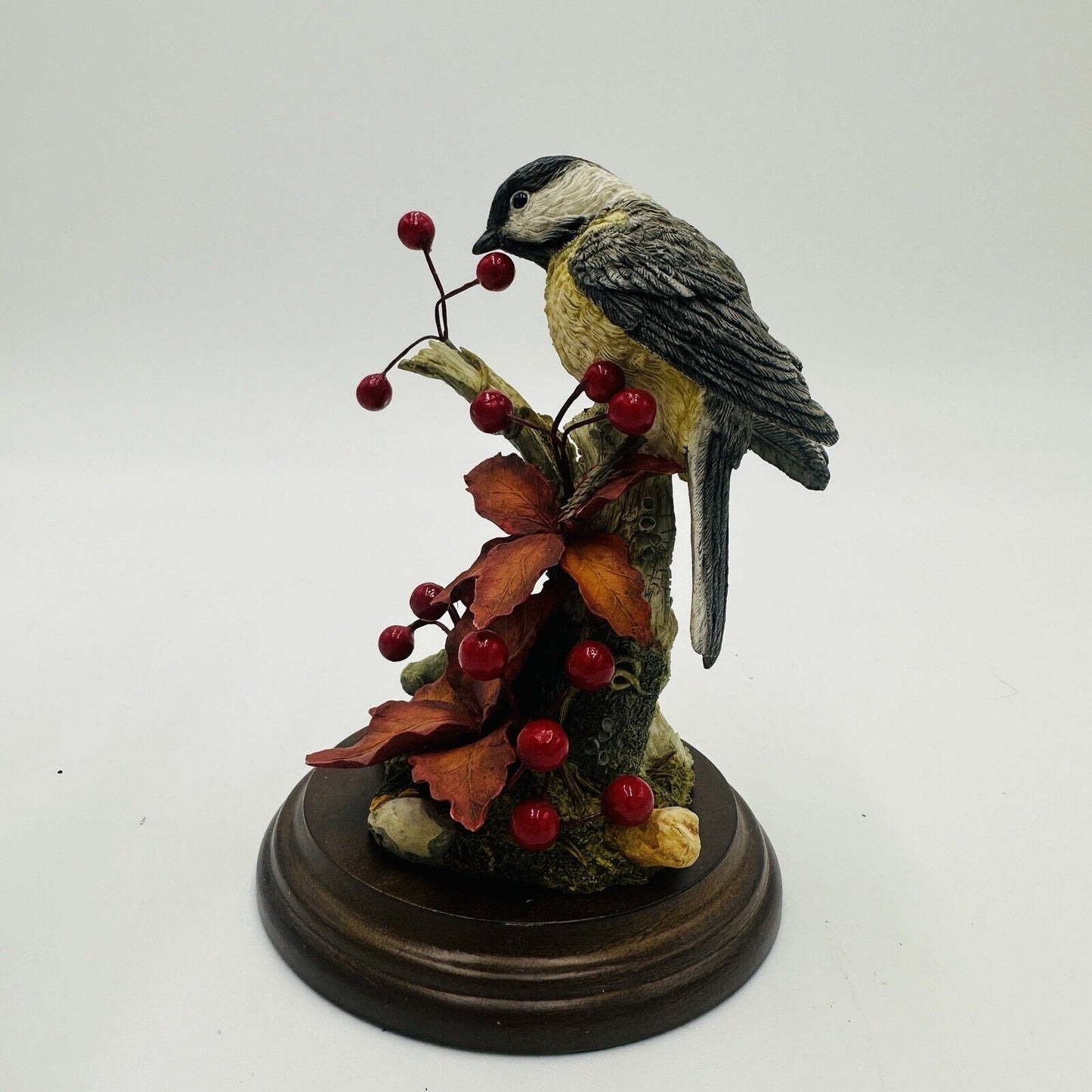 Country Artists HAND PAINTED 01700 B Capped Chickadee w Berries Figurine Signed