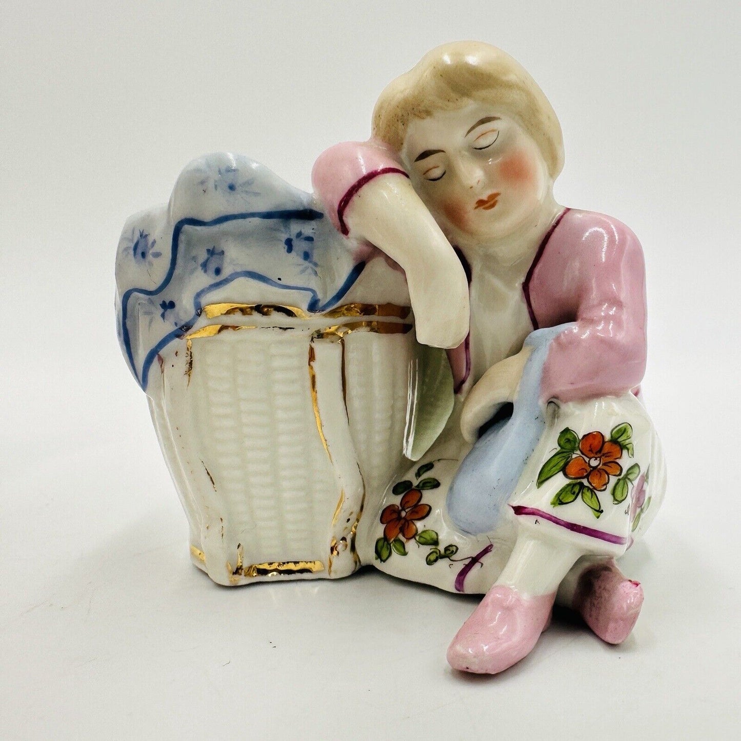 Conta & Boehme Figurine Girl Resting  Porcelain German 1890 Antique Small Detail