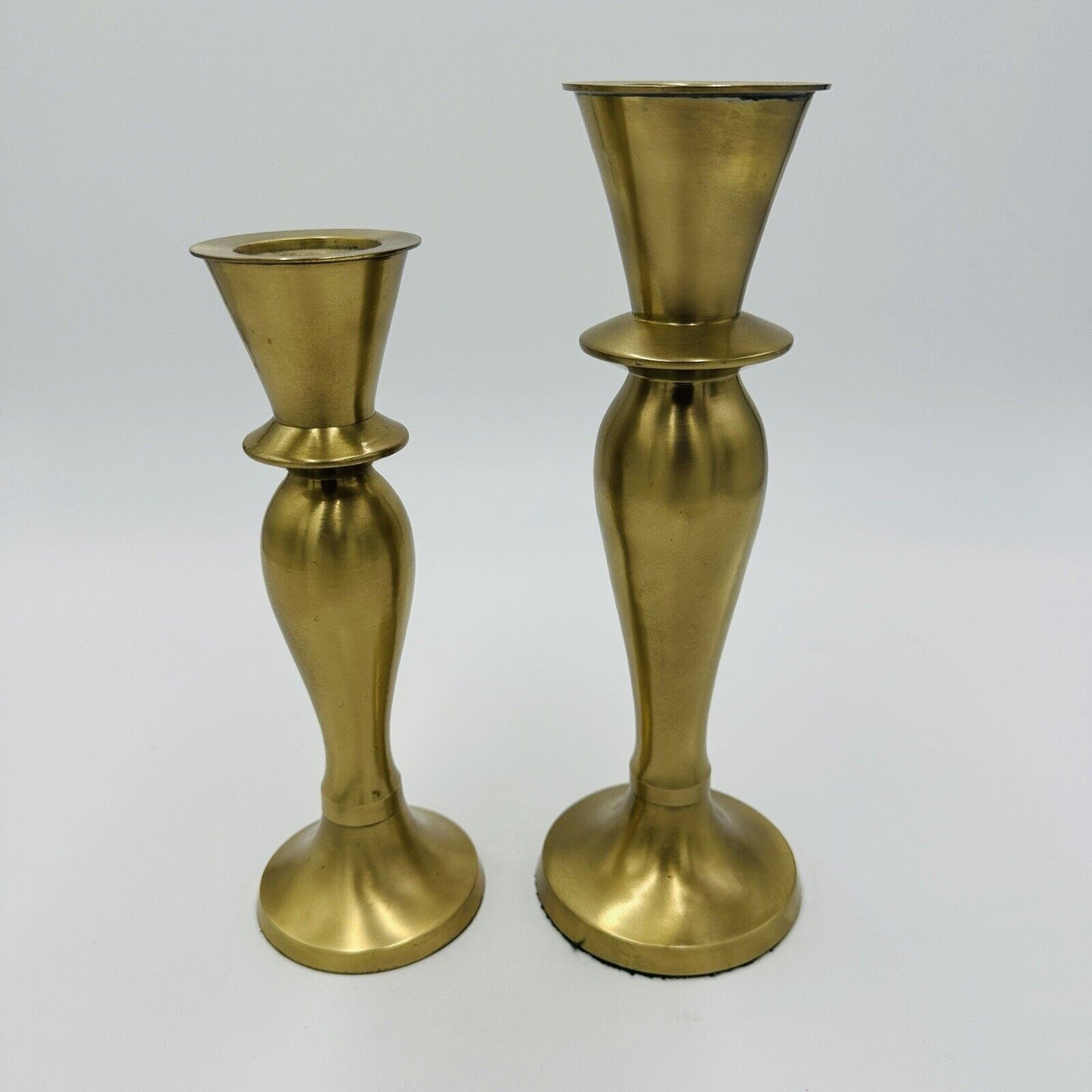 2 Brass Candleholders Tabletop IHI Solid Made In India Large Vintage Dining