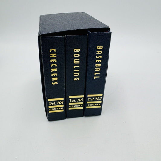 VINTAGE DRUEKE Boxed Blue Games Vol. 101, 116, 123 Baseball/Bowling/Checkers