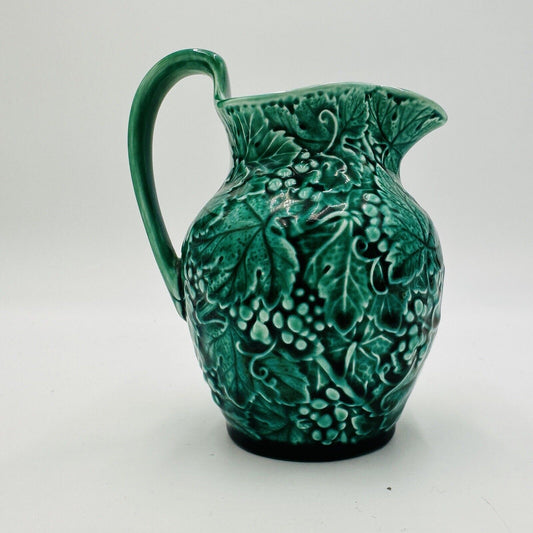 Antique Wedgwood Etruria small green Pitcher  Grape vine leaves Rose victoria 5”