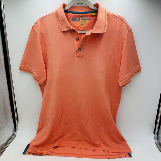 Robert Graham Piqué Polo Shirt Mens Salmon Short Sleeve Golf Casual Size L