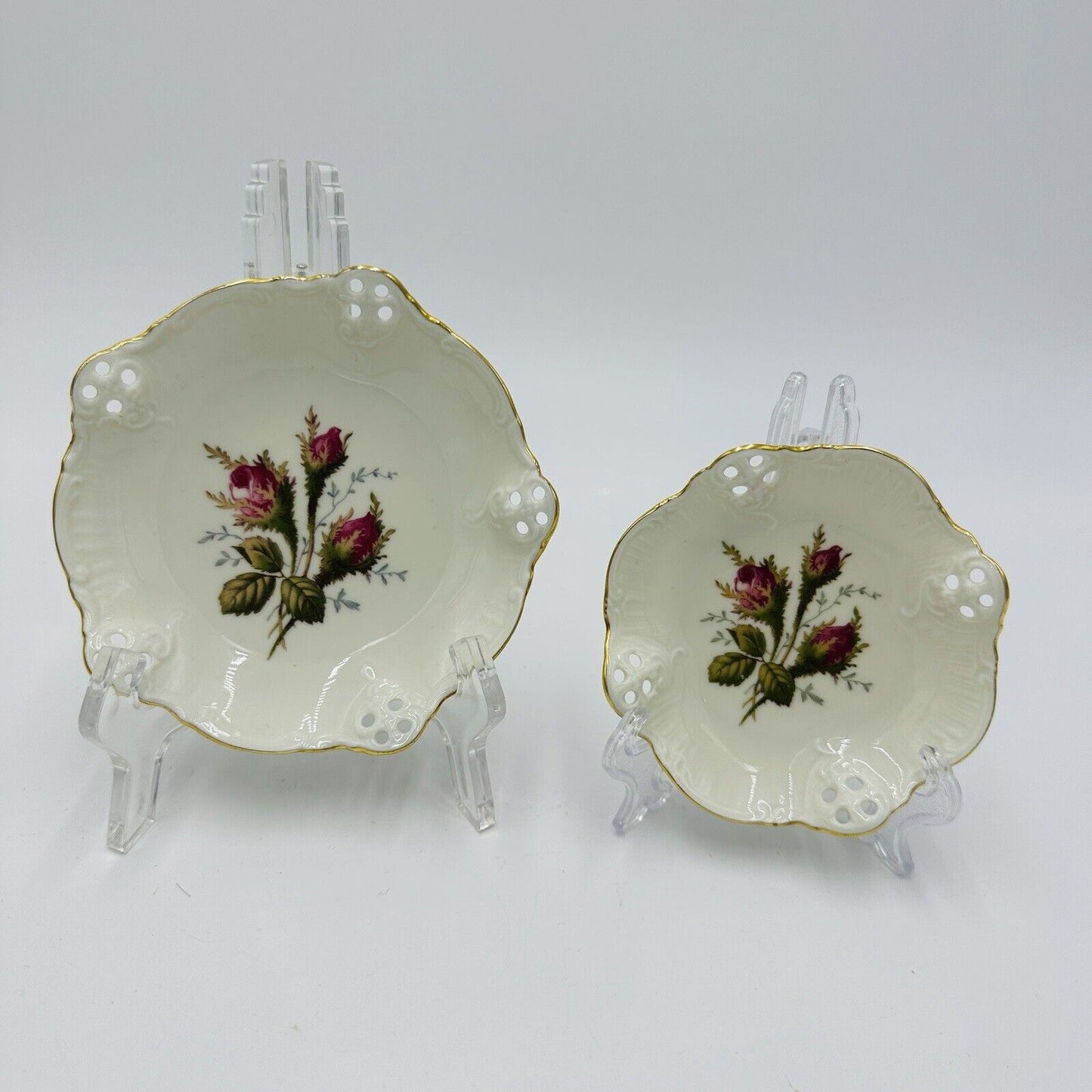 Rosenthal Moliere Moss Rose 4" Pierced Porcelain candy dishes floral