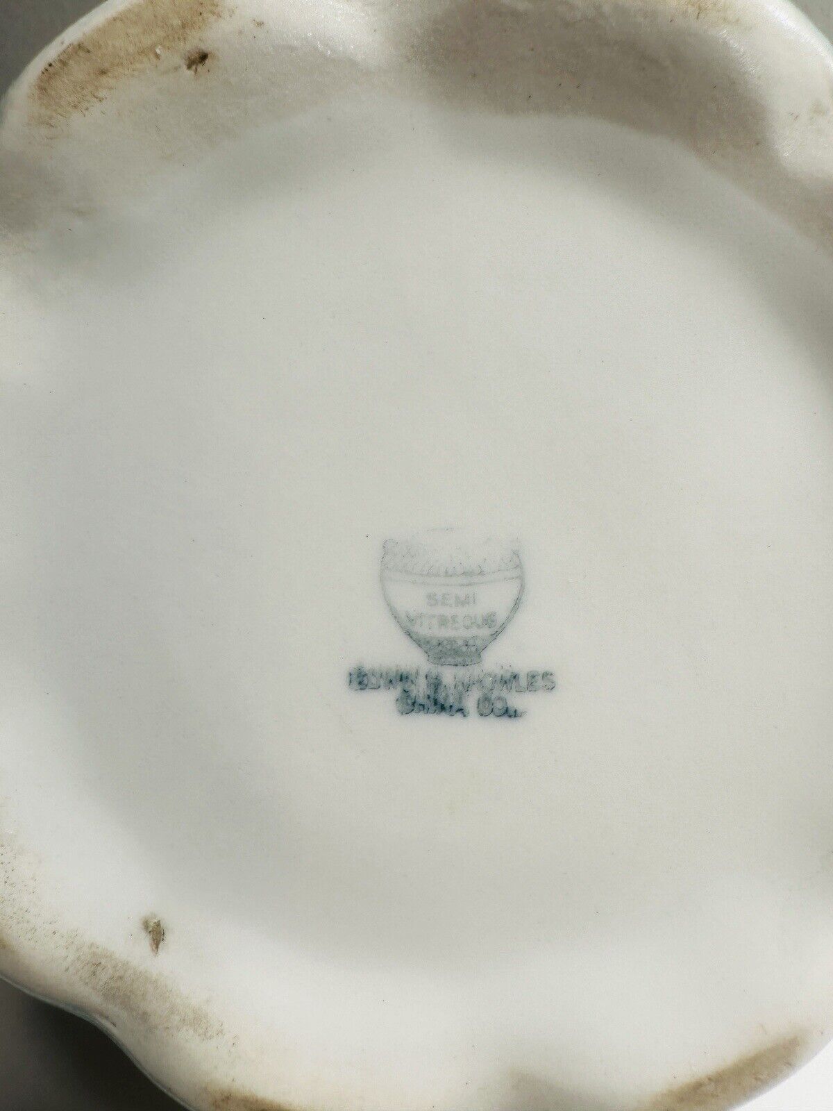 Edwin M Knowles Chamber Pot Semi Vitreous Porcelain Floral Vintage Decor