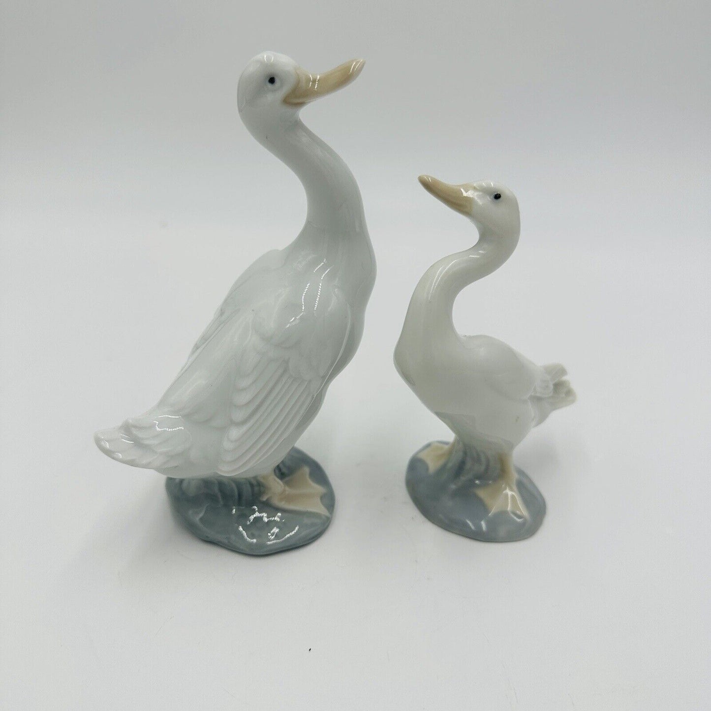 Lladro & Nao Porcelain Ducks Figurines Retired Made In Spain Vintage Glossy Whit