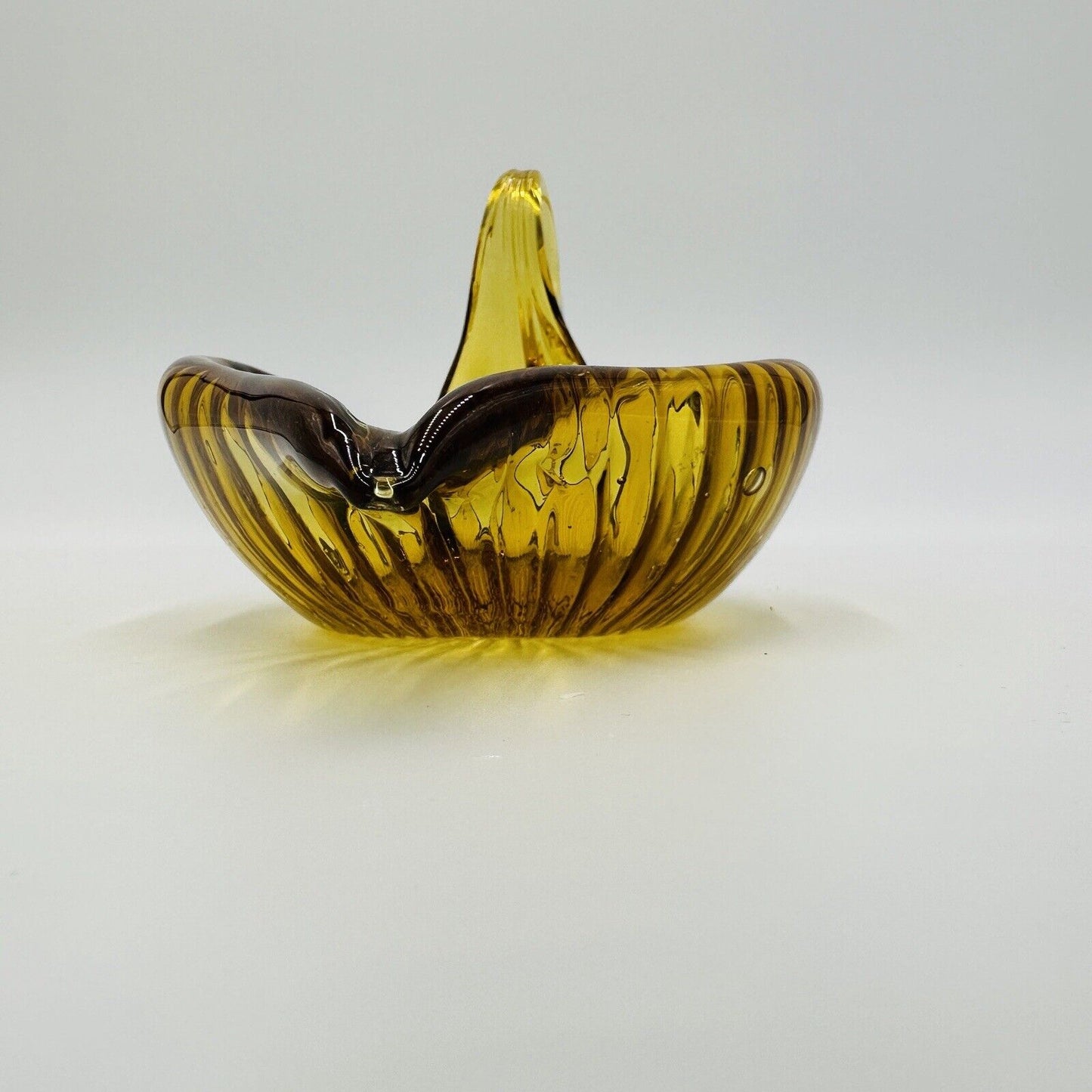 Swan Bowl Vintage Art Glass Figurine Amber Orange Candy Dish Decorative