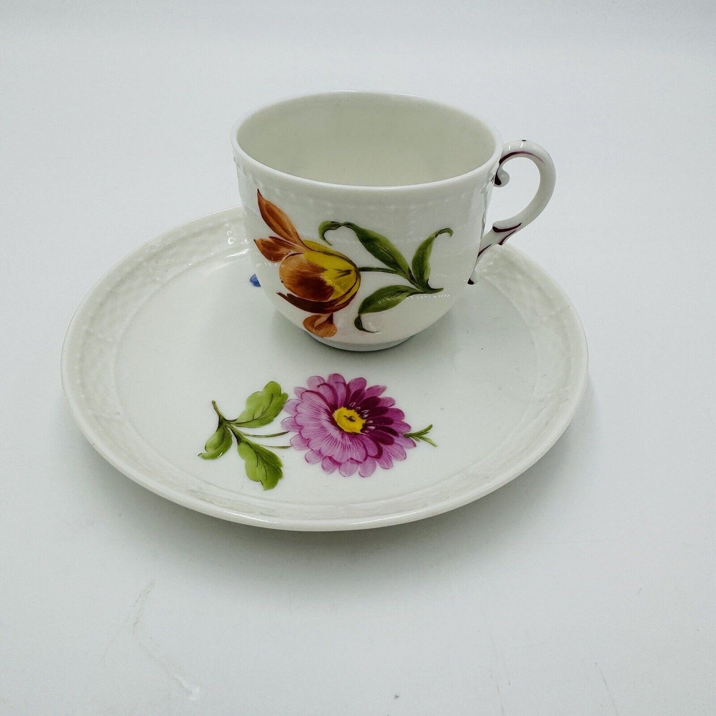 Antique Nymphenburg Porcelain L 20517 tea cup & saucer hand painted floral