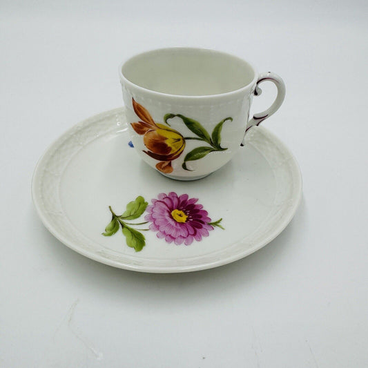 Antique Nymphenburg Porcelain L 20517 tea cup & saucer hand painted floral