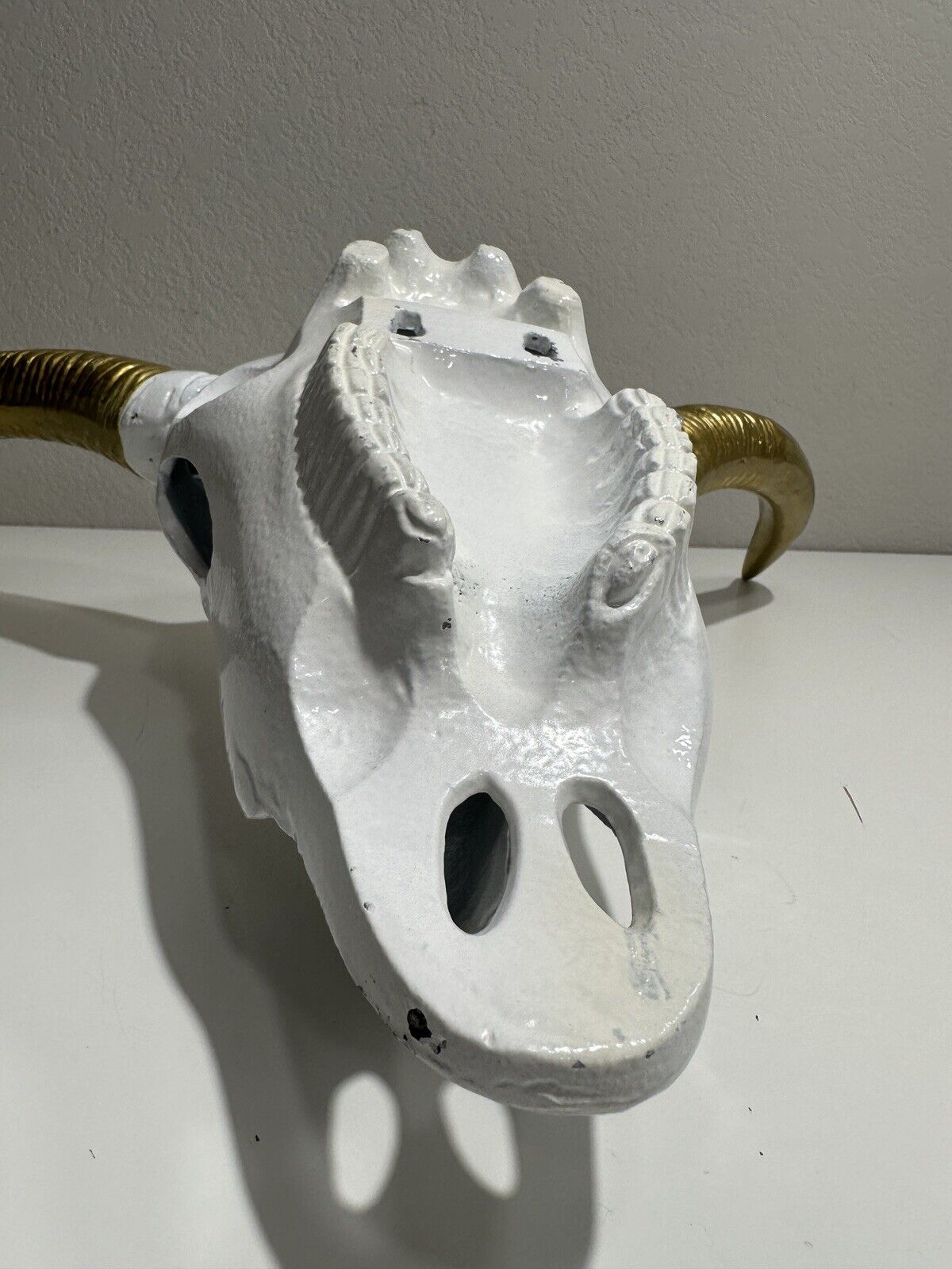 Cow Skull Decorative Metallic Wall Decor White and Gold Faux Western Heavy