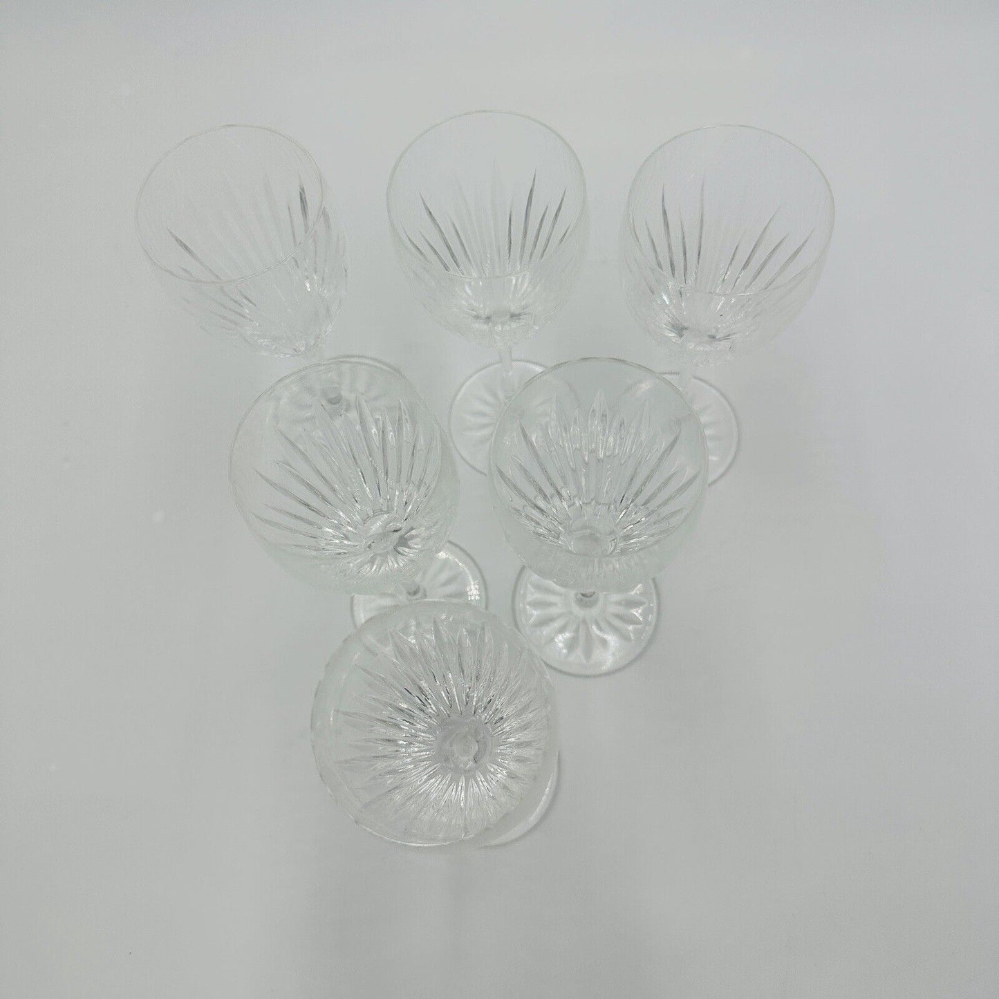 VILLEROY & BOCH crystal Lugano 6" SHERRY GLASSES CUT BASE 6 Piece Set