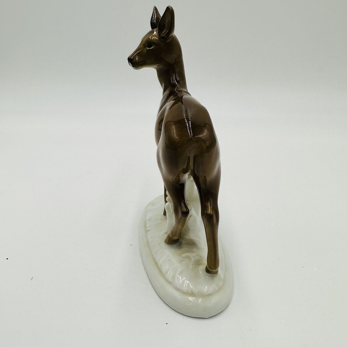 Gerold Porzellan Deer Figurine Porcelain Bavaria Germany Glossy Brown Vintage