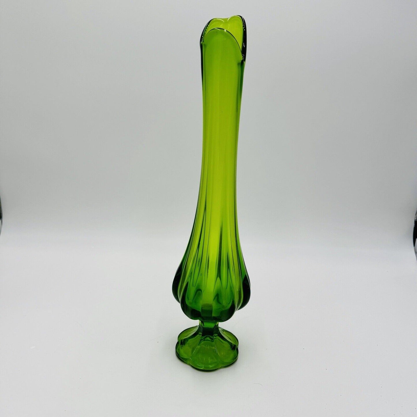 MCM L E Smith Swung Green 6 Petal Vase 15”