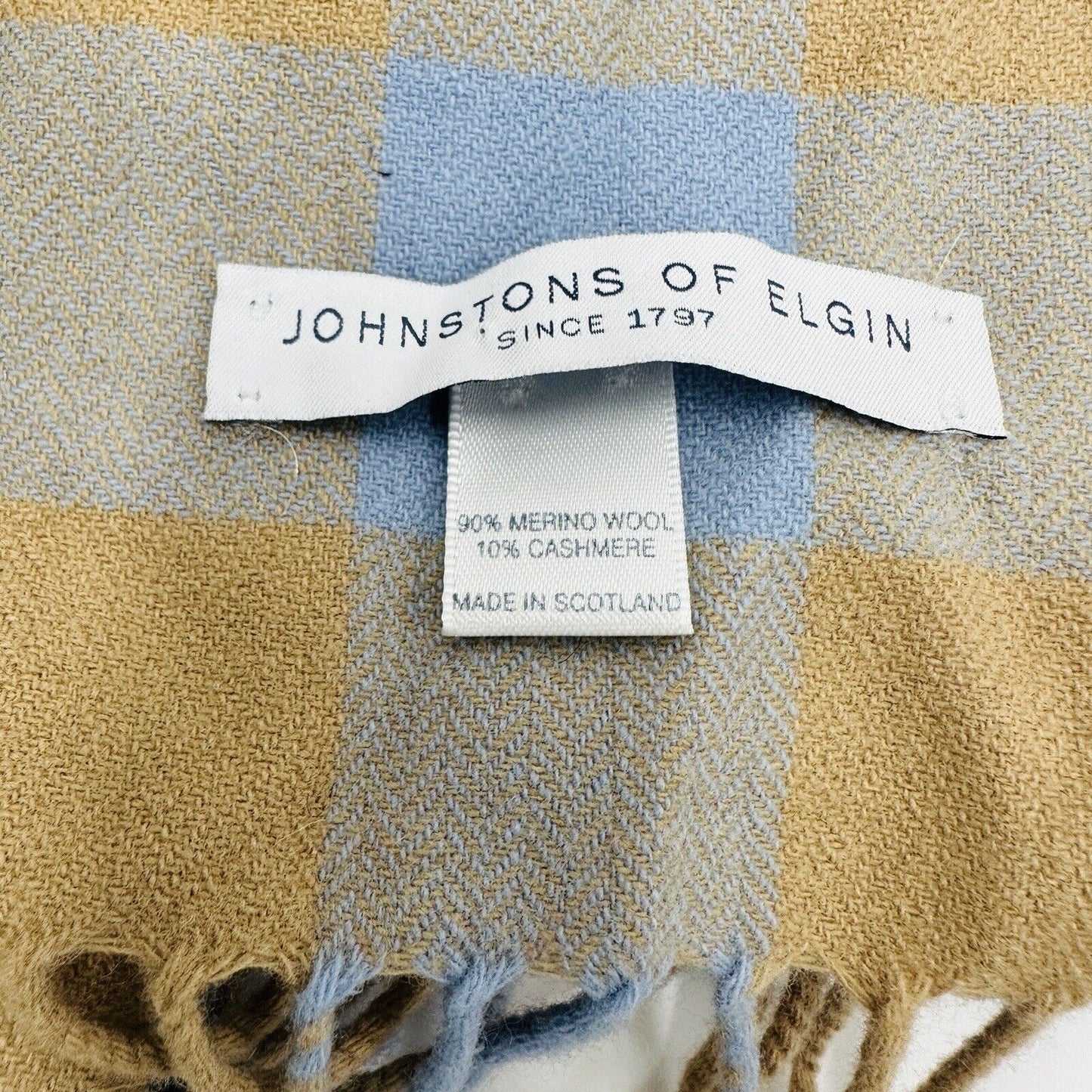 Johnstons Of Elgin Scarf Merino-Cashmere Chunky Twill Made In Scotland Plaid