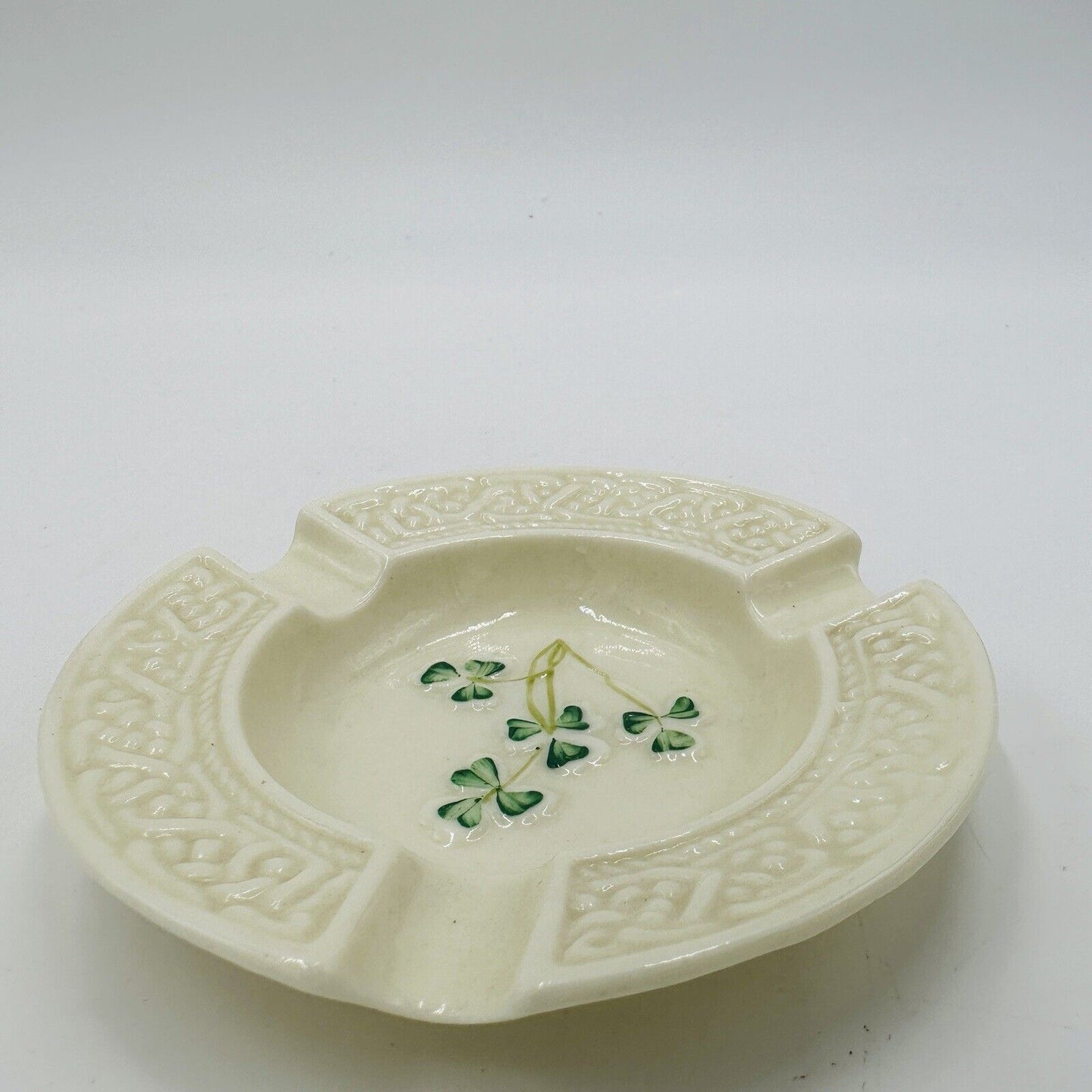 Vintage Belleek Porcelain Ashtray Shamrocks 6th mark 1965 -1980 Ireland Small
