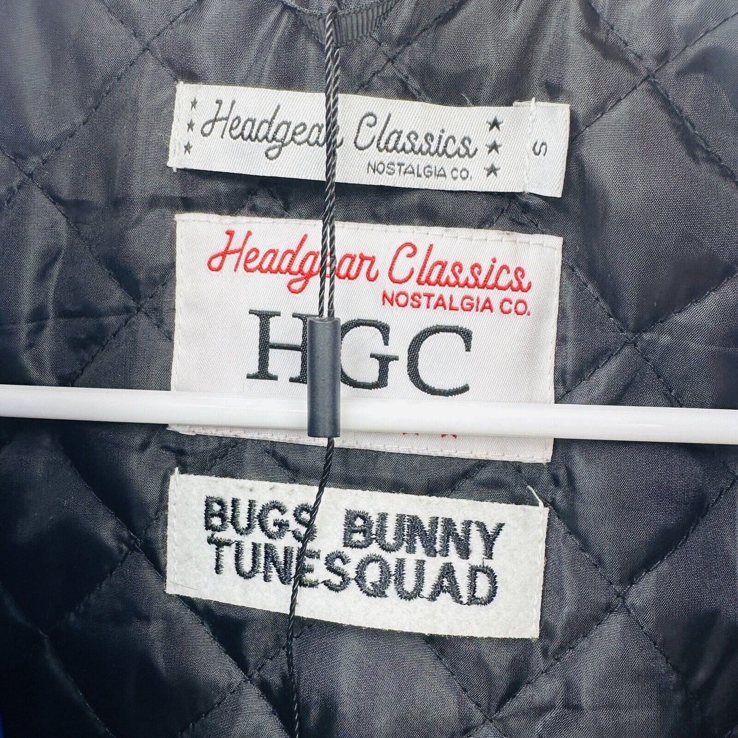Headgear Classics Bomber Jacket Size Small Tunesquad Bugs Bunny Satin Blue Logo