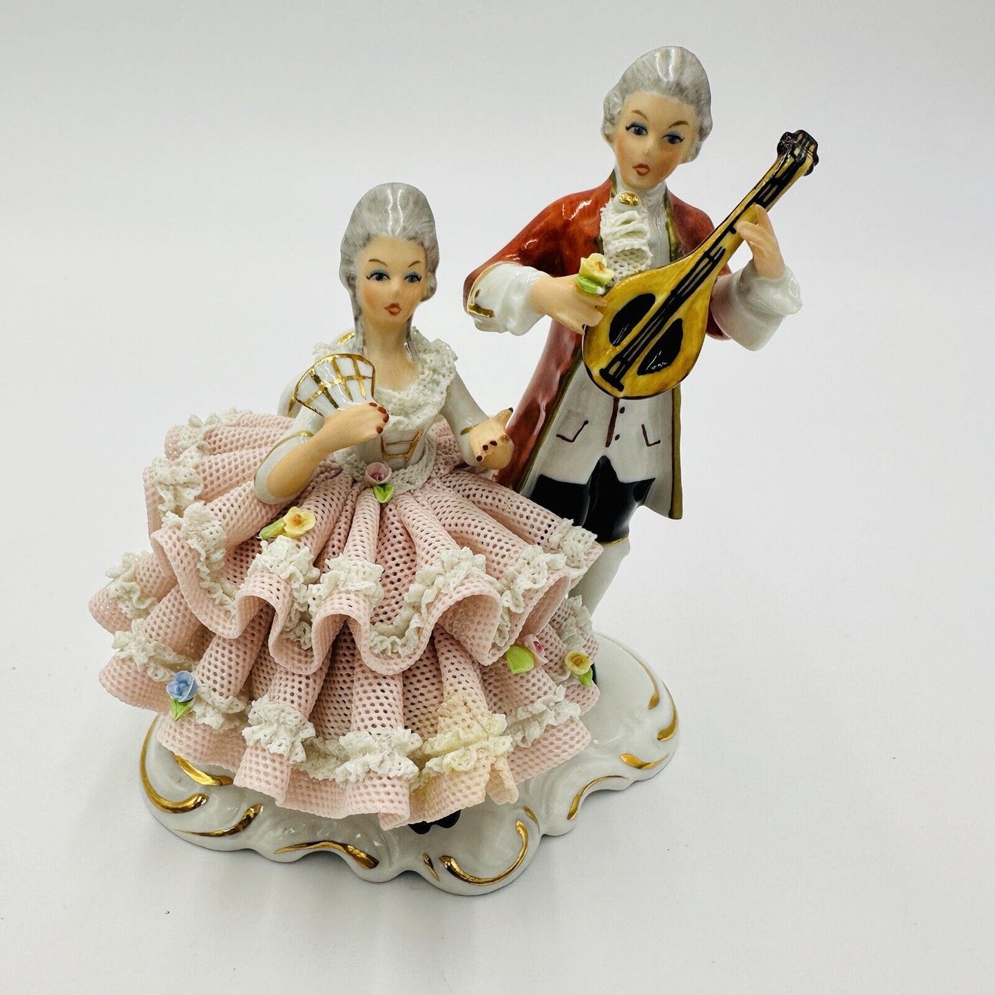 Vintage Dresden Lace Sandizell Höffner Courting Couple Figurine Germany Lot