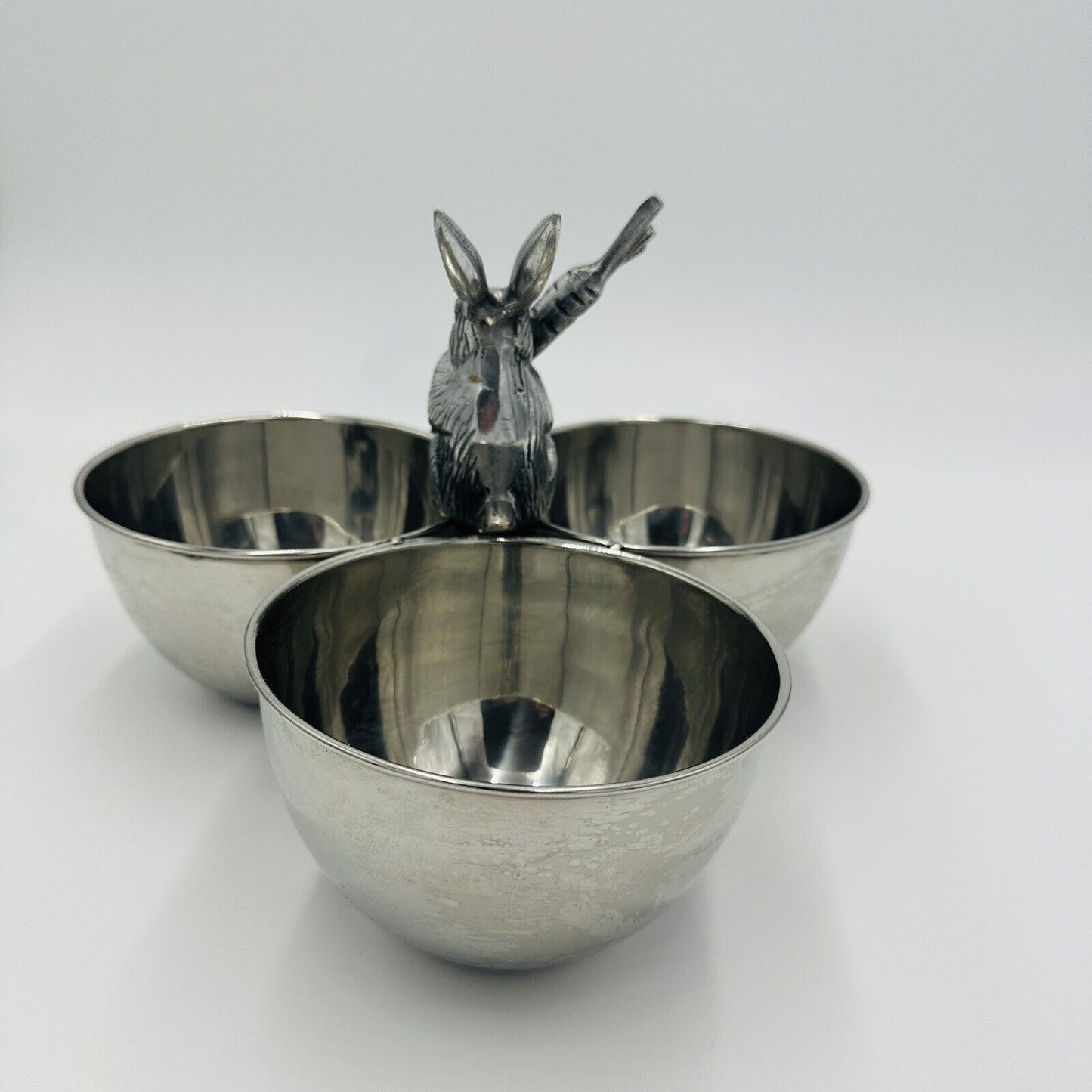 Nicole Miller Silver Easter Nut Bowls Candy Dish Platter Bunny Rabbit