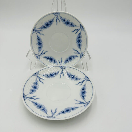 Bing and Grondahl B&G Denmark Empire Blue Saucers Set Of 2 Porcelain Vintage