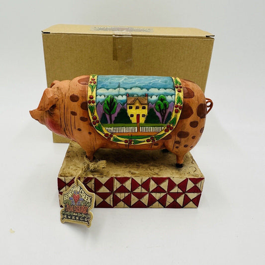 Jim Shore 2003 Country Heritage Pig Figurine Quilt Enesco Heartwood Creek 117142