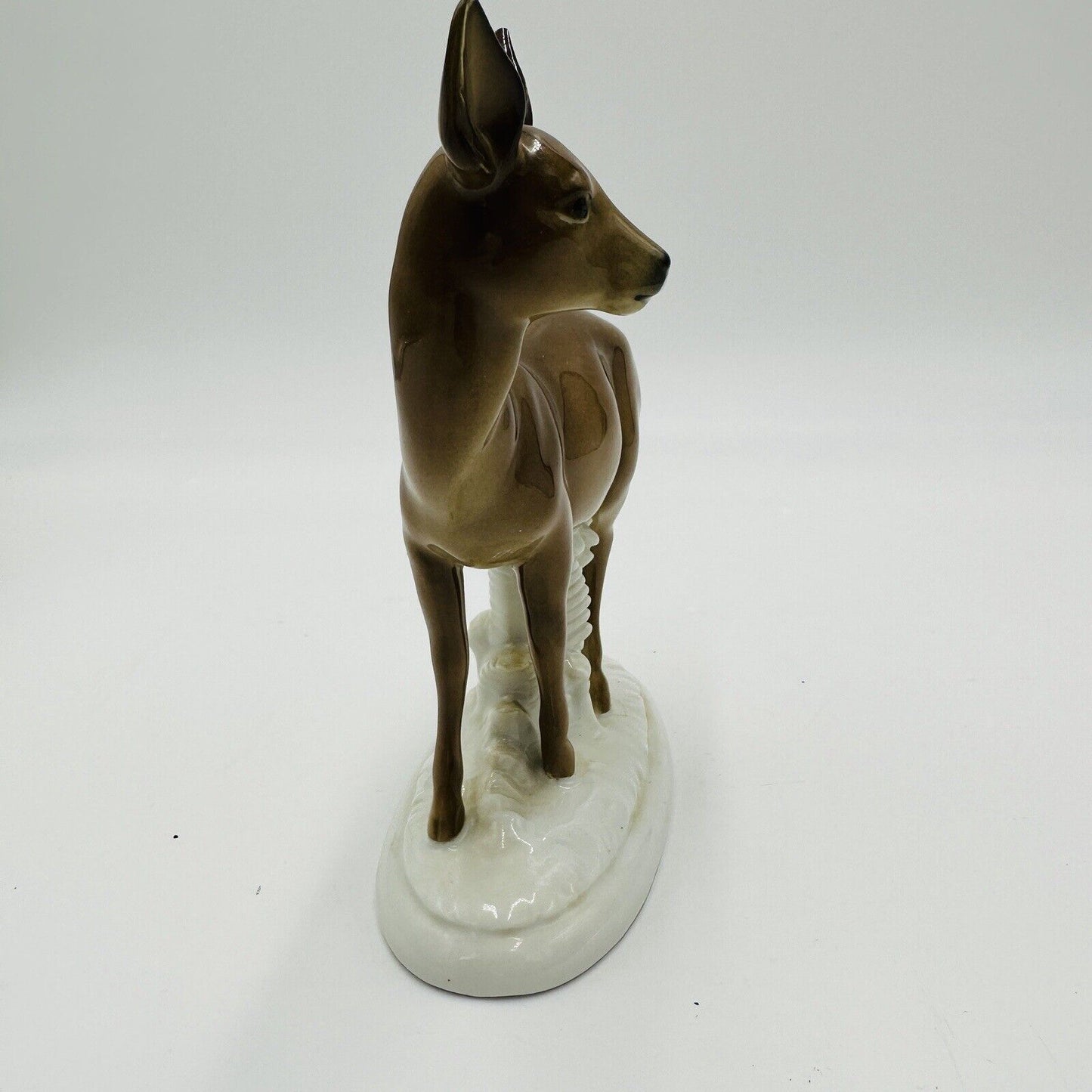 Gerold Porzellan Deer Figurine Porcelain Bavaria Germany Glossy Brown Vintage