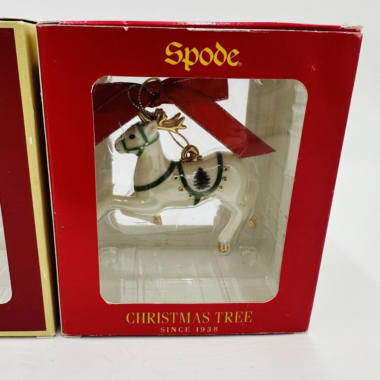 Spode Christmas Tree Ornaments Dog and Deer Figurines Set 2 Pieces Holiday