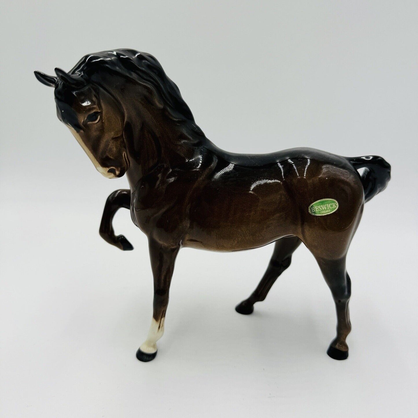 Vintage Beswick England Ceramic High Gloss Stallion Horse Figurine Mint 7” H