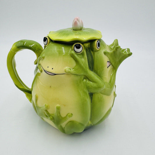 Apple Tree Design Green 5-1/4-Inch Fairy Frog Porcelain Teapot