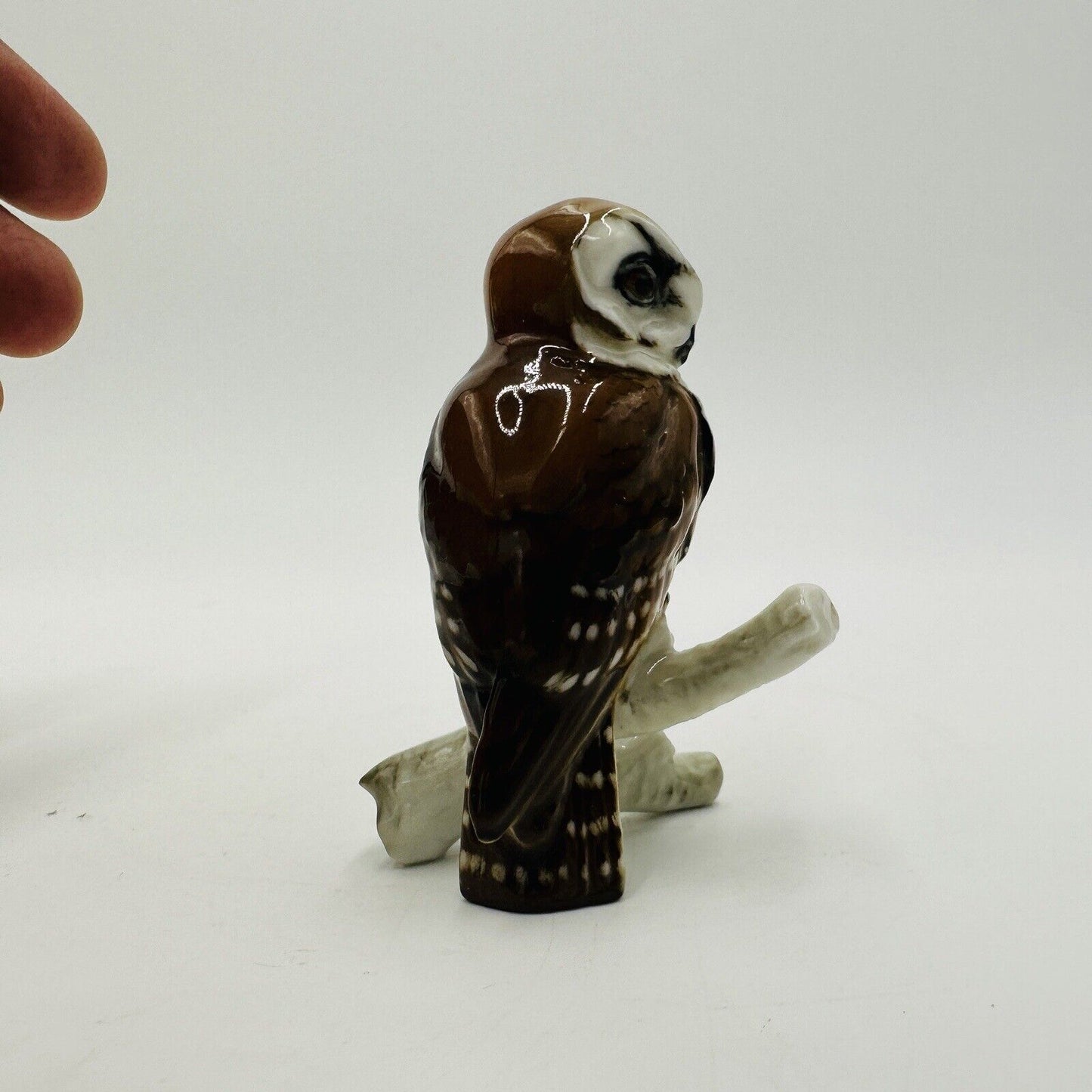 Hutschenreuther Owl Porcelain Figurine Glossy 3" Germany Retired Vintage Decor